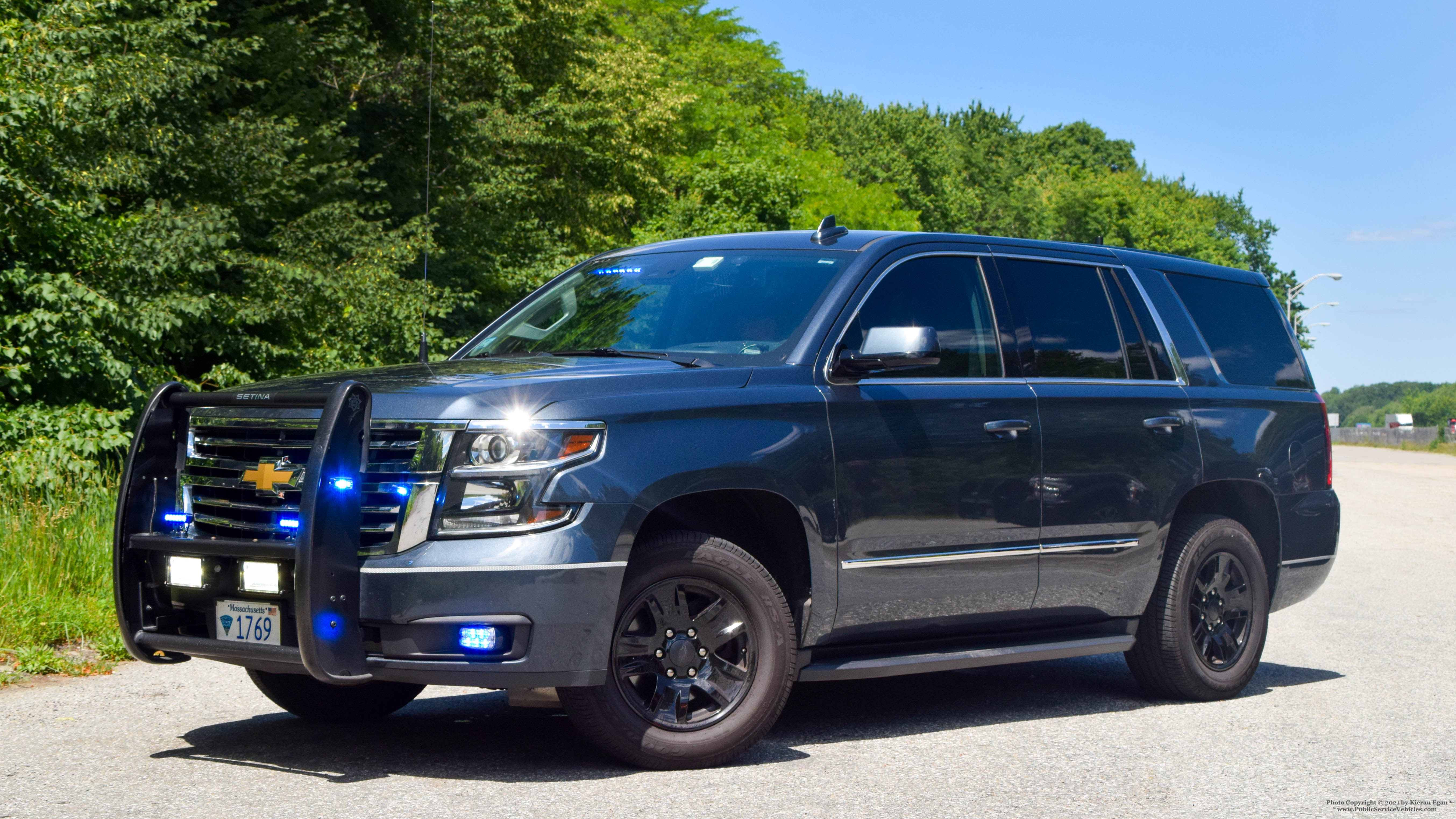 A photo  of Massachusetts State Police
            Cruiser 1769, a 2020 Chevrolet Tahoe             taken by Kieran Egan