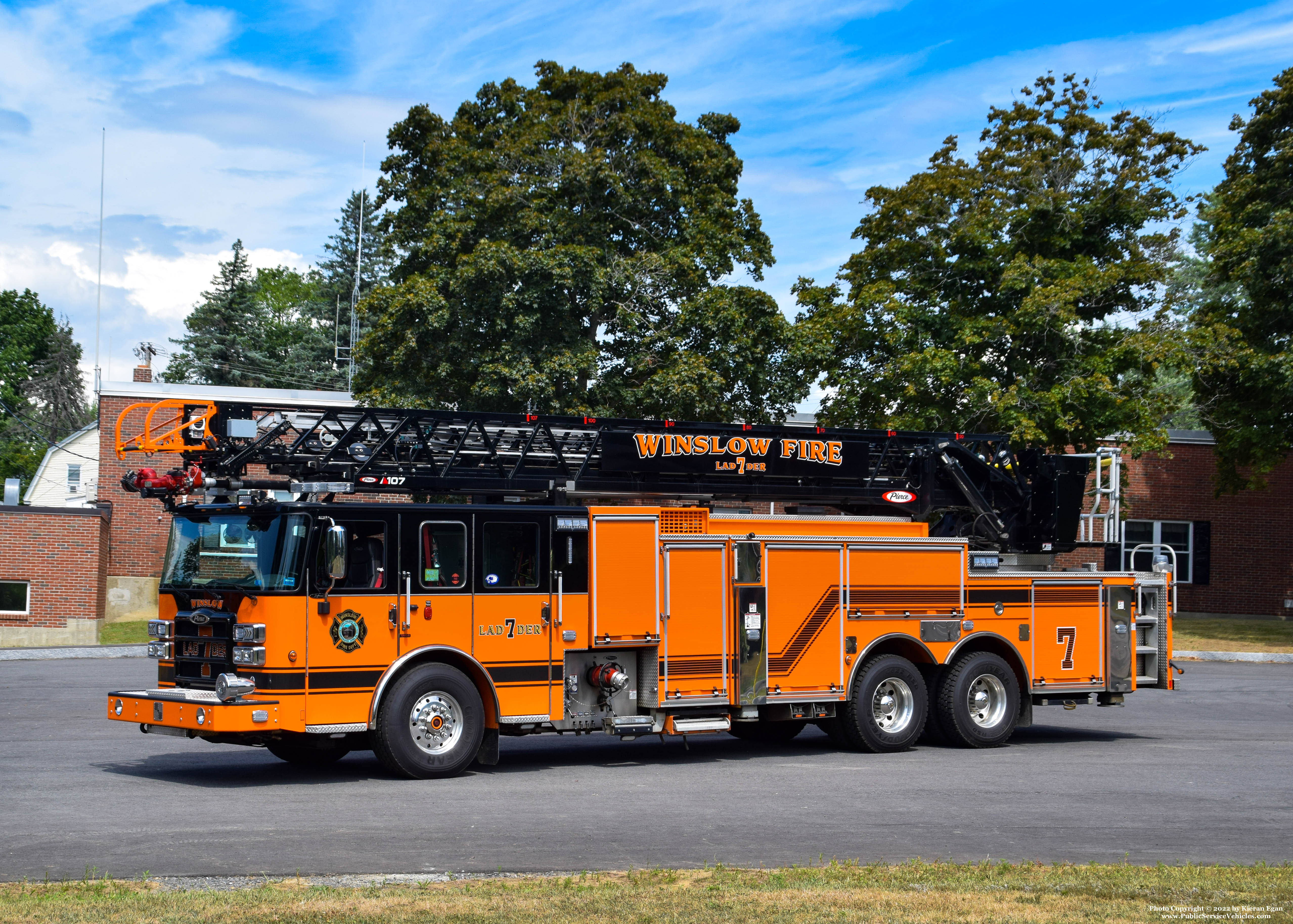 A photo  of Winslow Fire
            Ladder 7, a 2020 Pierce Enforcer Ascendant PUC             taken by Kieran Egan