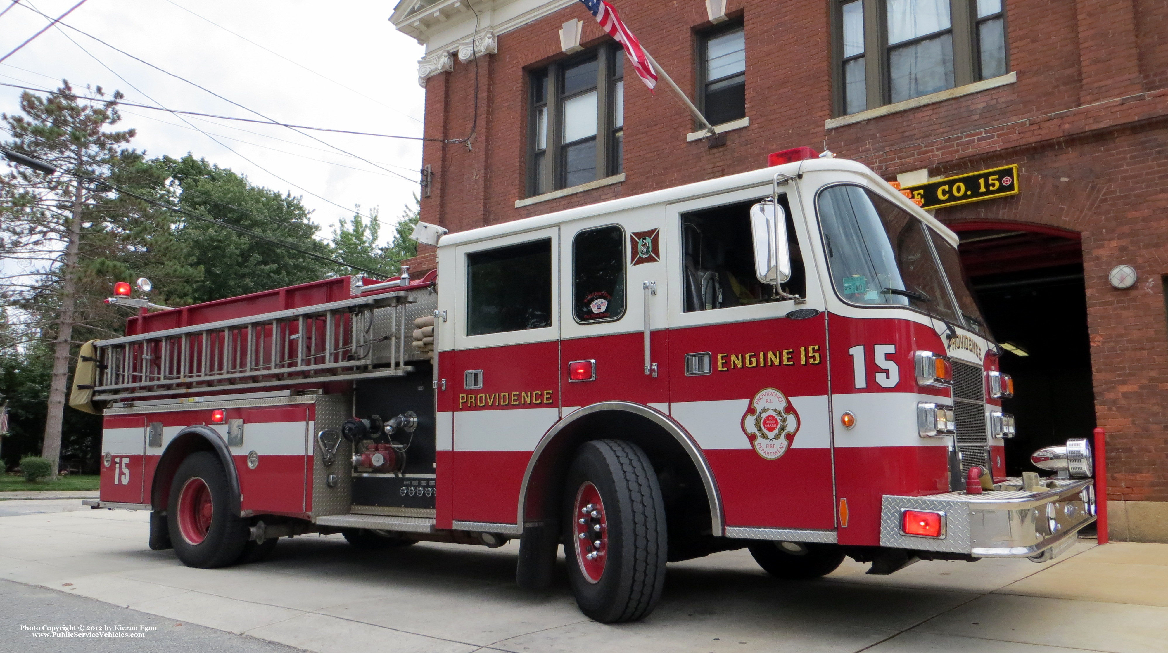 A photo  of Providence Fire
            Engine 15, a 1999 Pierce Sabre             taken by Kieran Egan