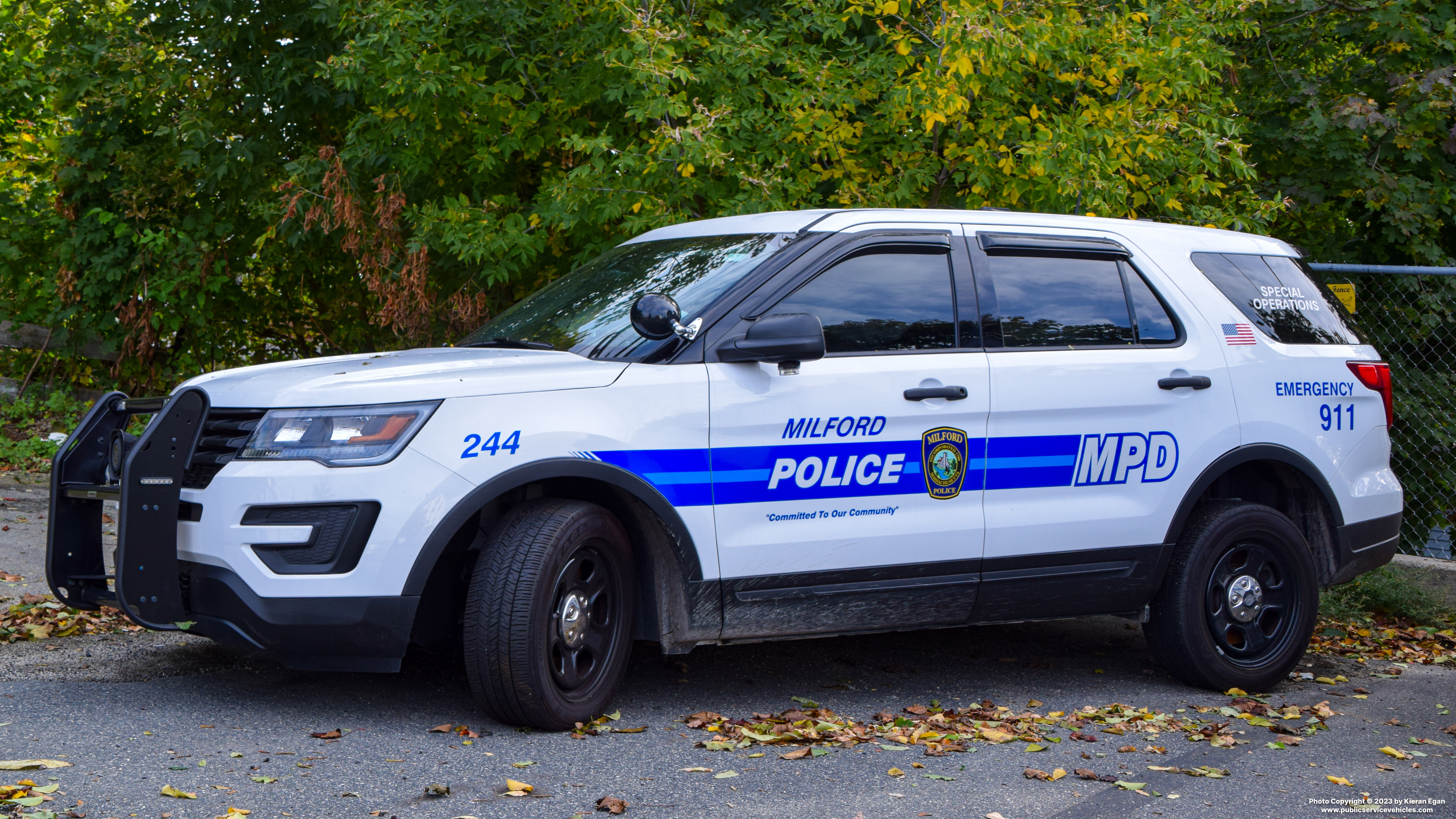 A photo  of Milford Police
            Cruiser 244, a 2018 Ford Police Interceptor Utility             taken by Kieran Egan