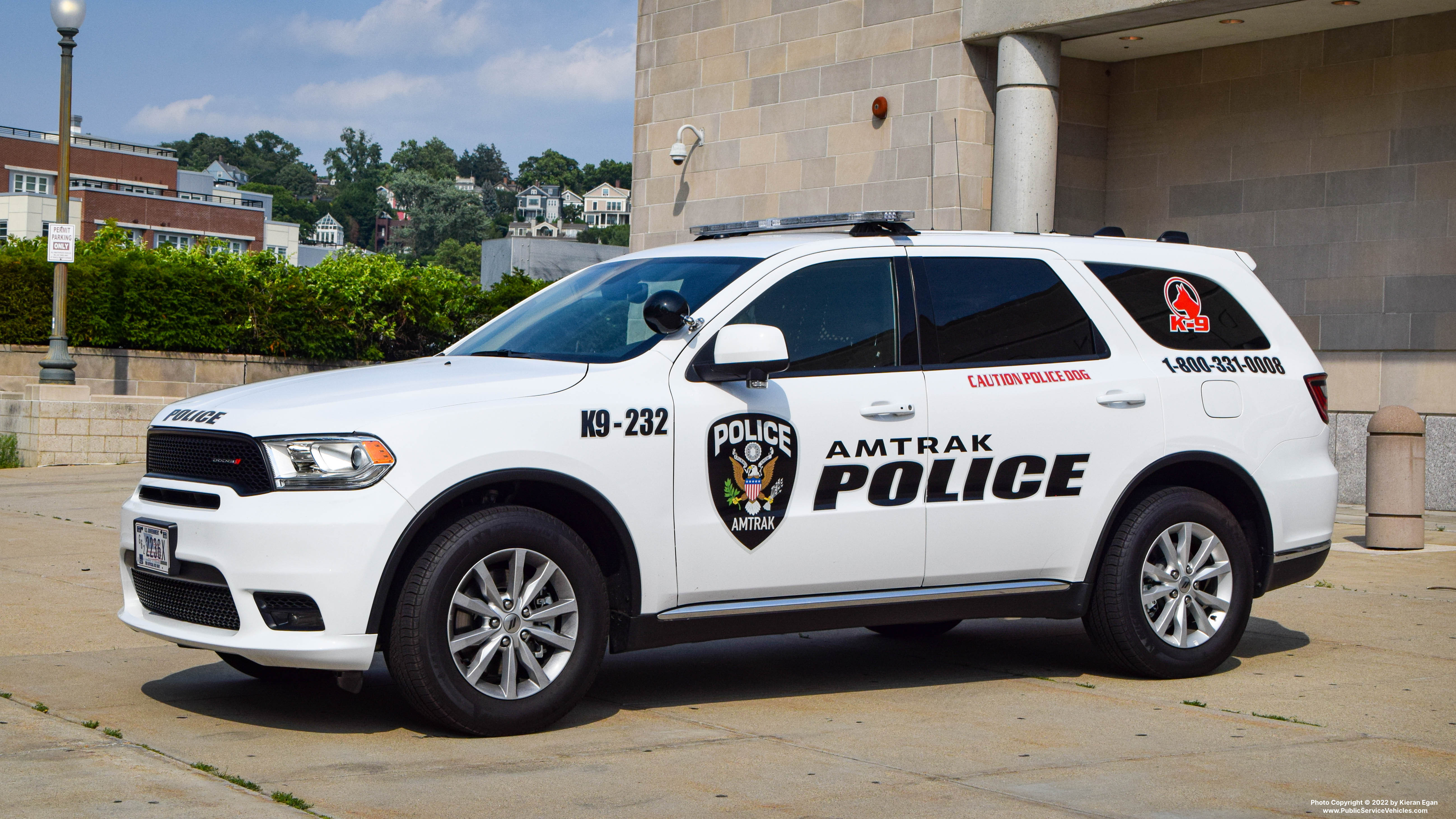 A photo  of Amtrak Police
            Cruiser 232, a 2019-2020 Dodge Durango             taken by Kieran Egan