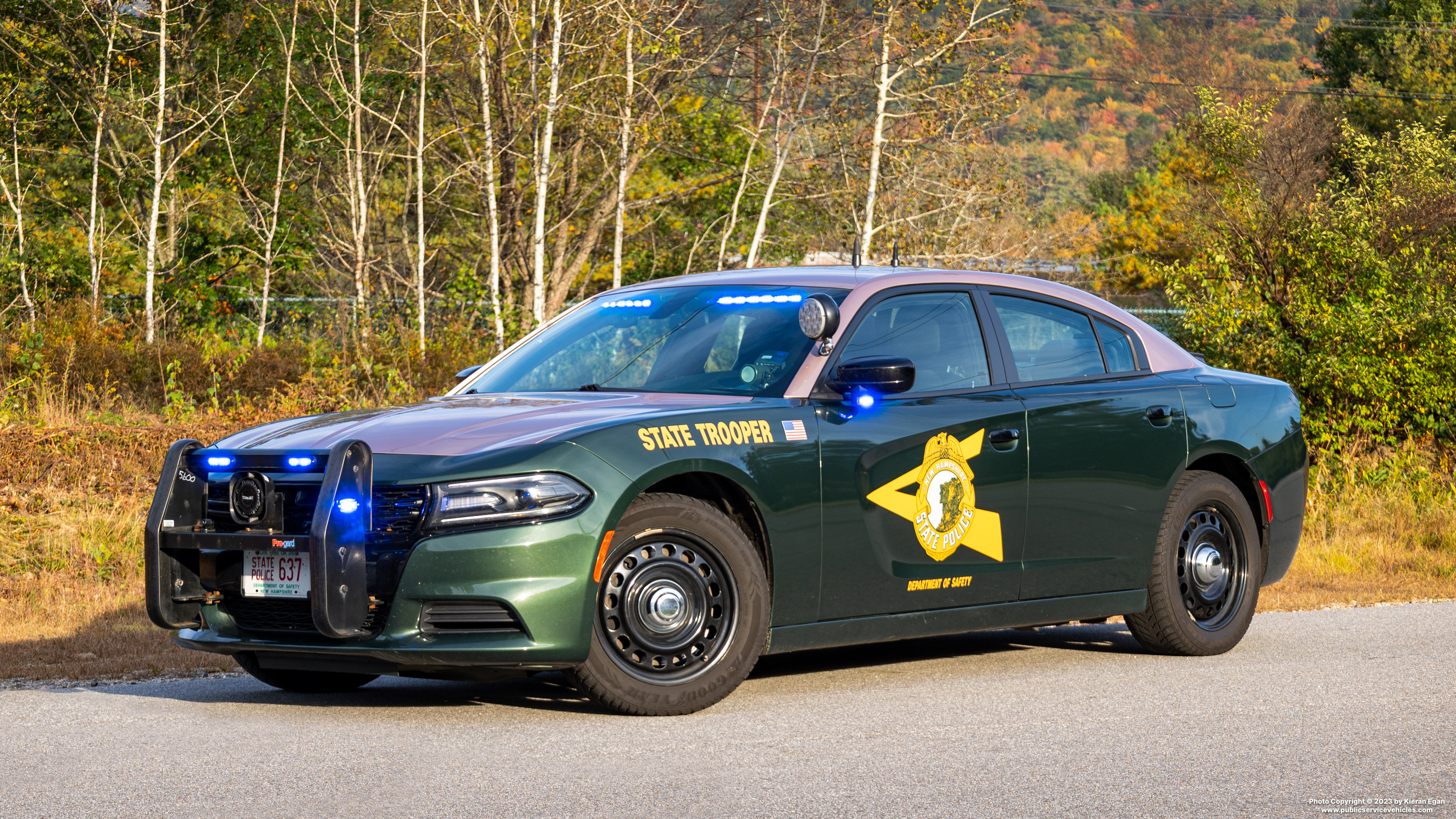 A photo  of New Hampshire State Police
            Cruiser 637, a 2021 Dodge Charger             taken by Kieran Egan