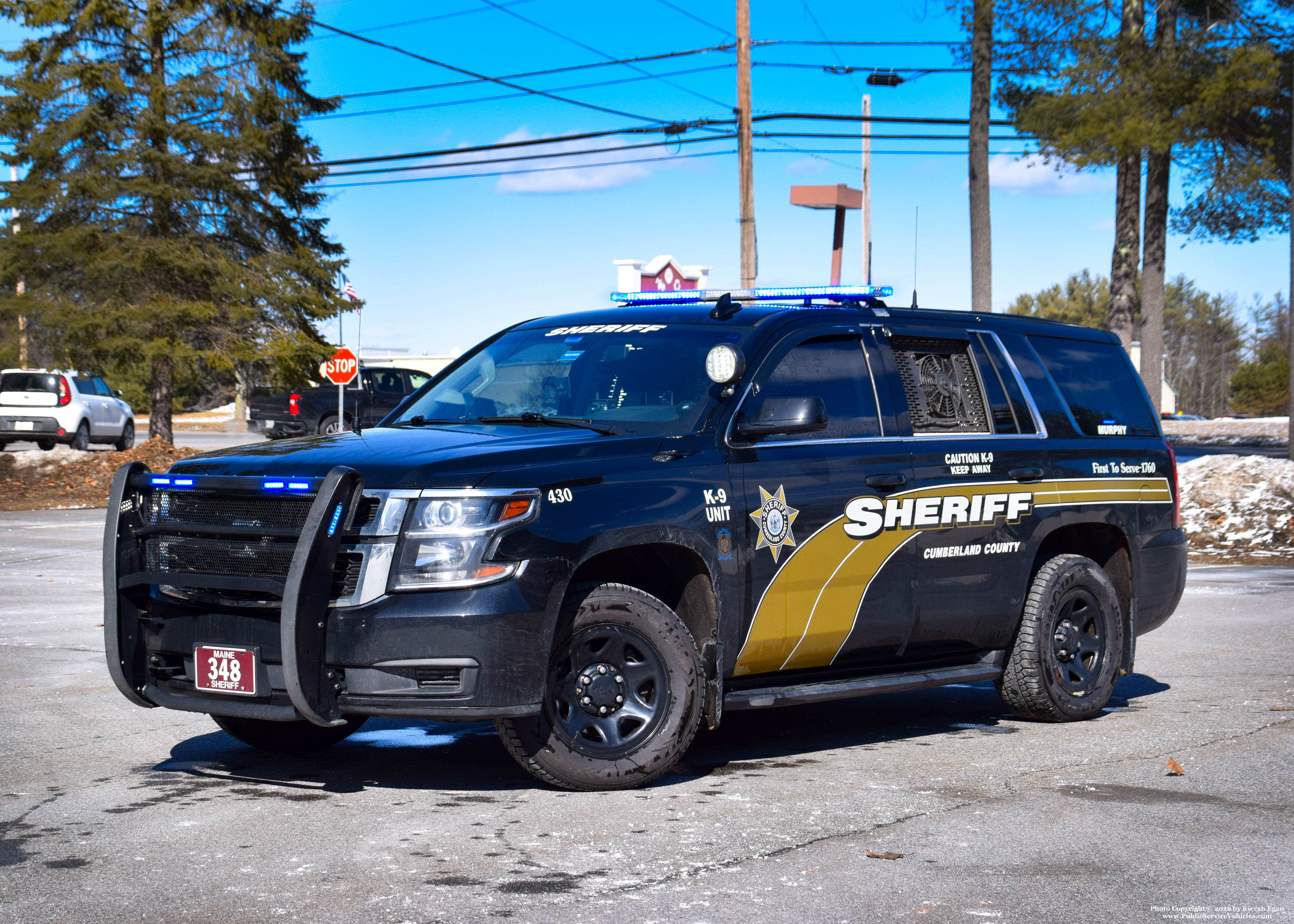 A photo  of Cumberland County Sheriff
            Cruiser 348, a 2018 Chevrolet Tahoe             taken by Kieran Egan