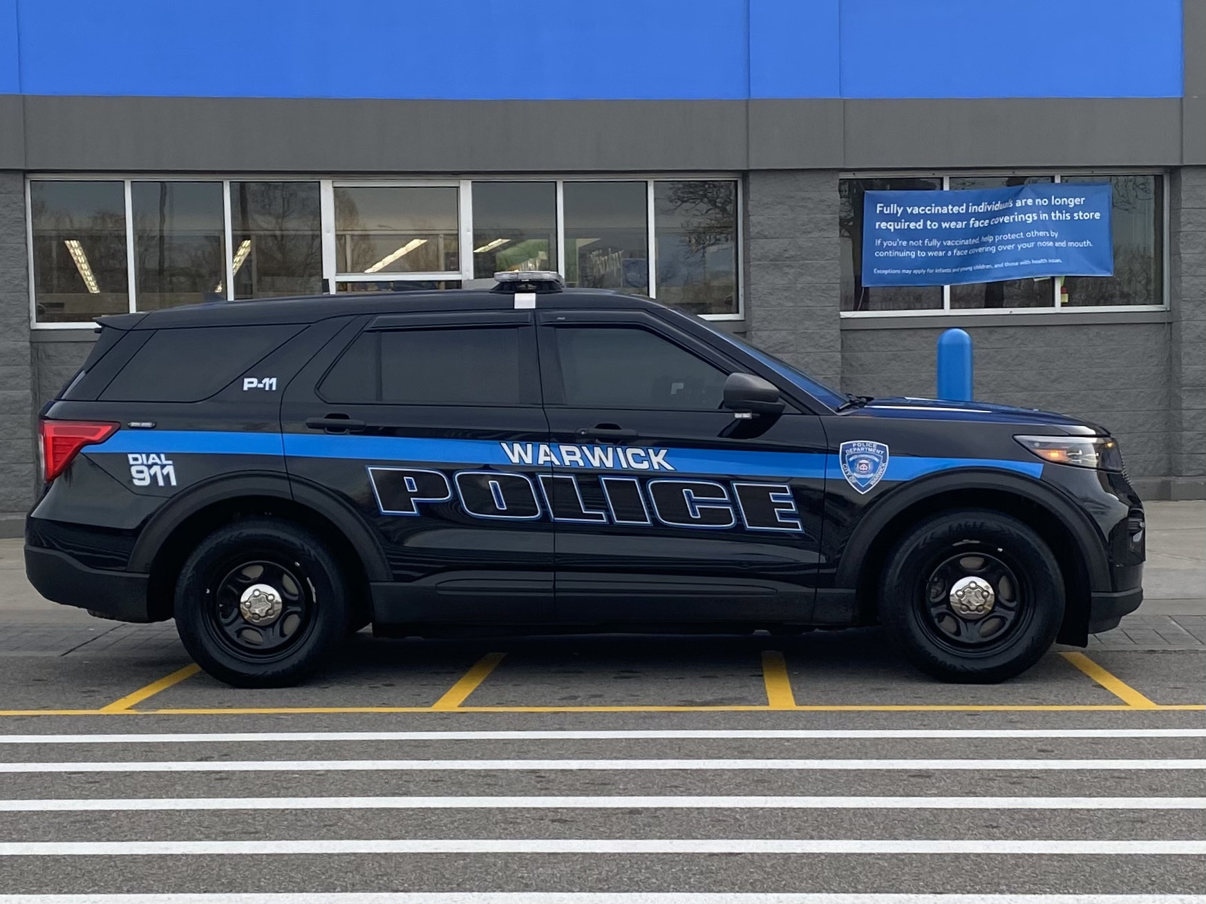 A photo  of Warwick Police
            Cruiser P-11, a 2021 Ford Police Interceptor Utility             taken by @riemergencyvehicles