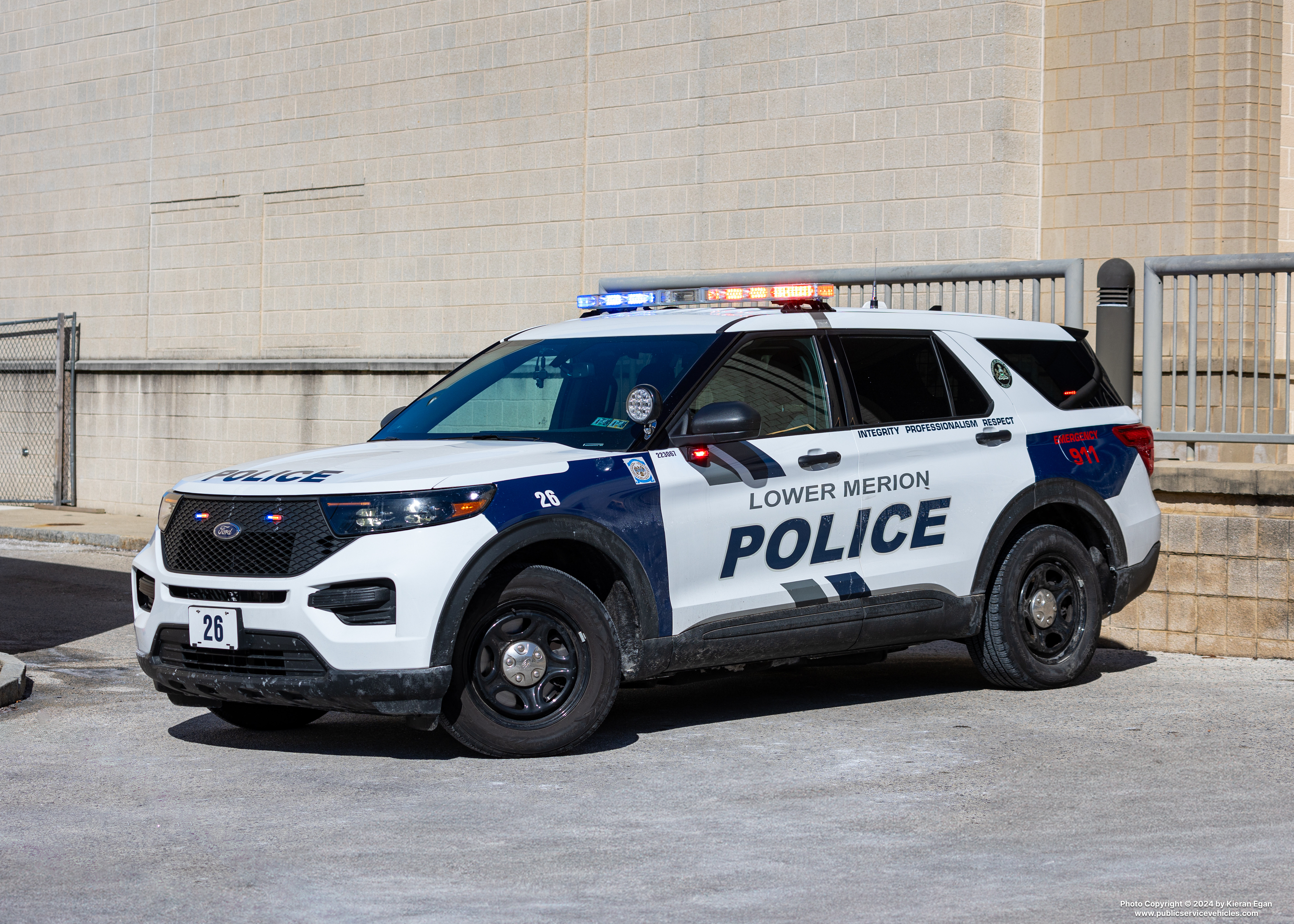 A photo  of Lower Merion Township Police
            Cruiser 26, a 2020-2023 Ford Police Interceptor Utility             taken by Kieran Egan