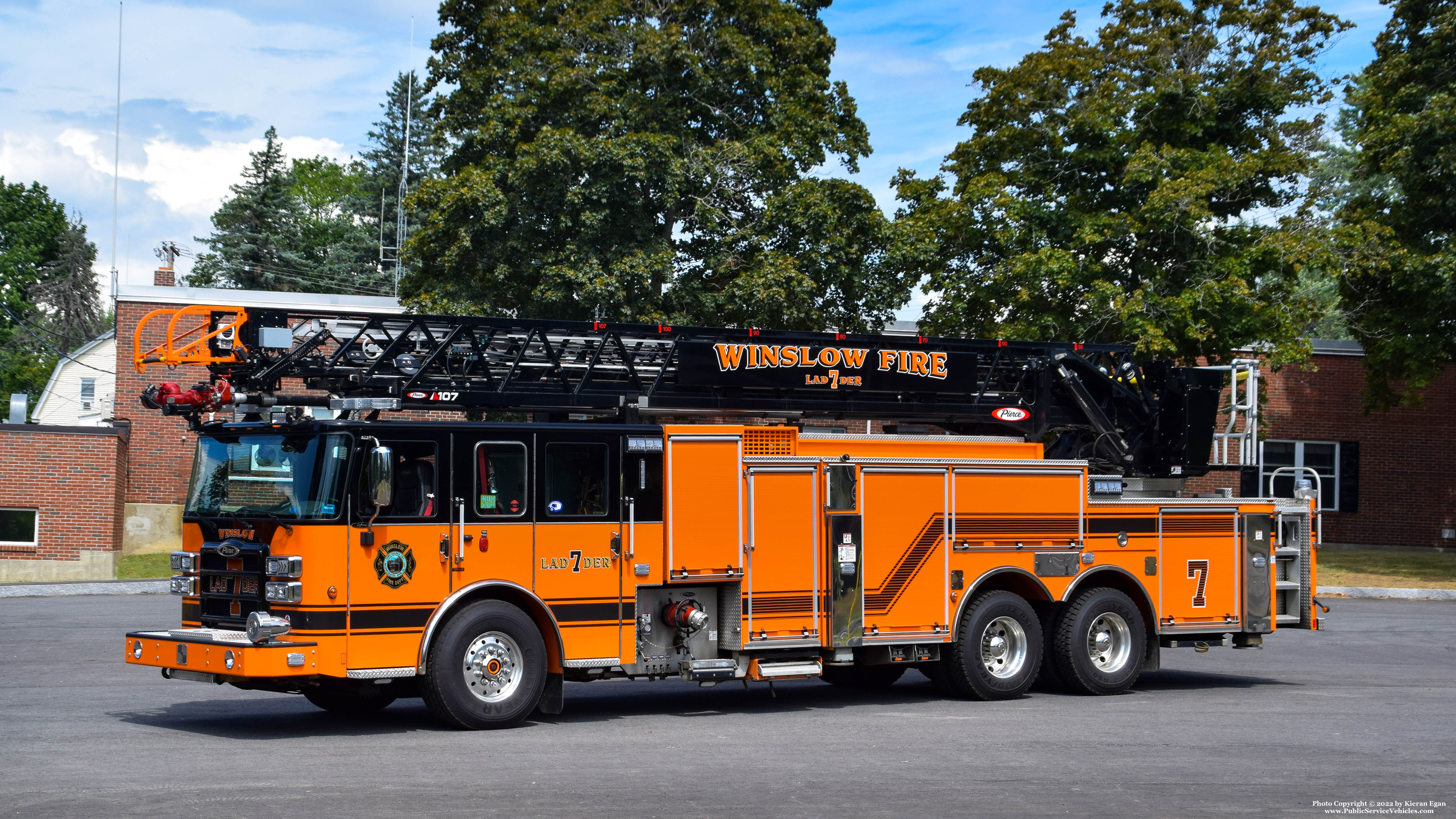 A photo  of Winslow Fire
            Ladder 7, a 2020 Pierce Enforcer Ascendant PUC             taken by Kieran Egan