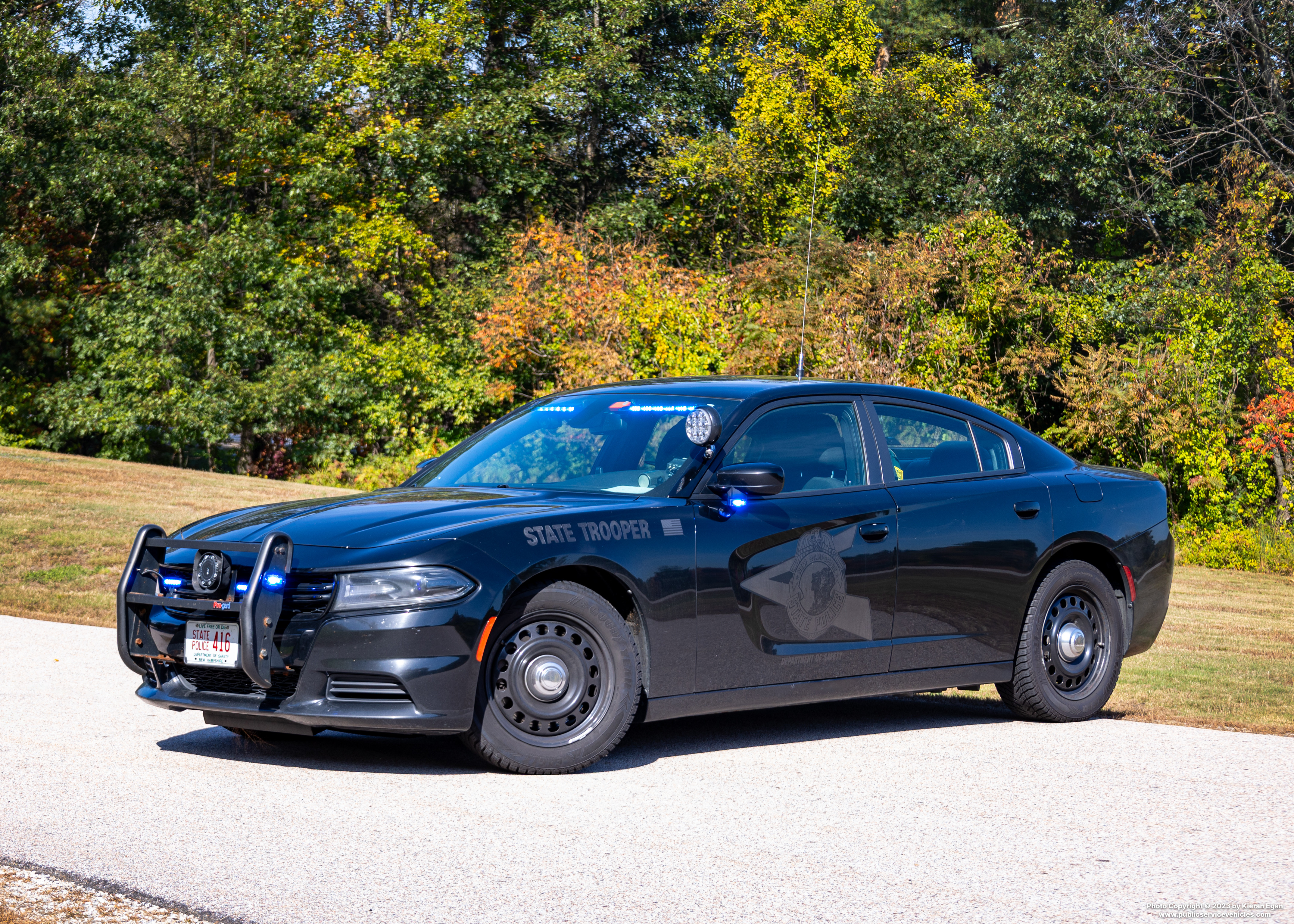 A photo  of New Hampshire State Police
            Cruiser 416, a 2015-2019 Dodge Charger             taken by Kieran Egan