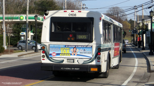 Additional photo  of Rhode Island Public Transit Authority
                    Bus 0108, a 2001 Orion V 05.501                     taken by Kieran Egan