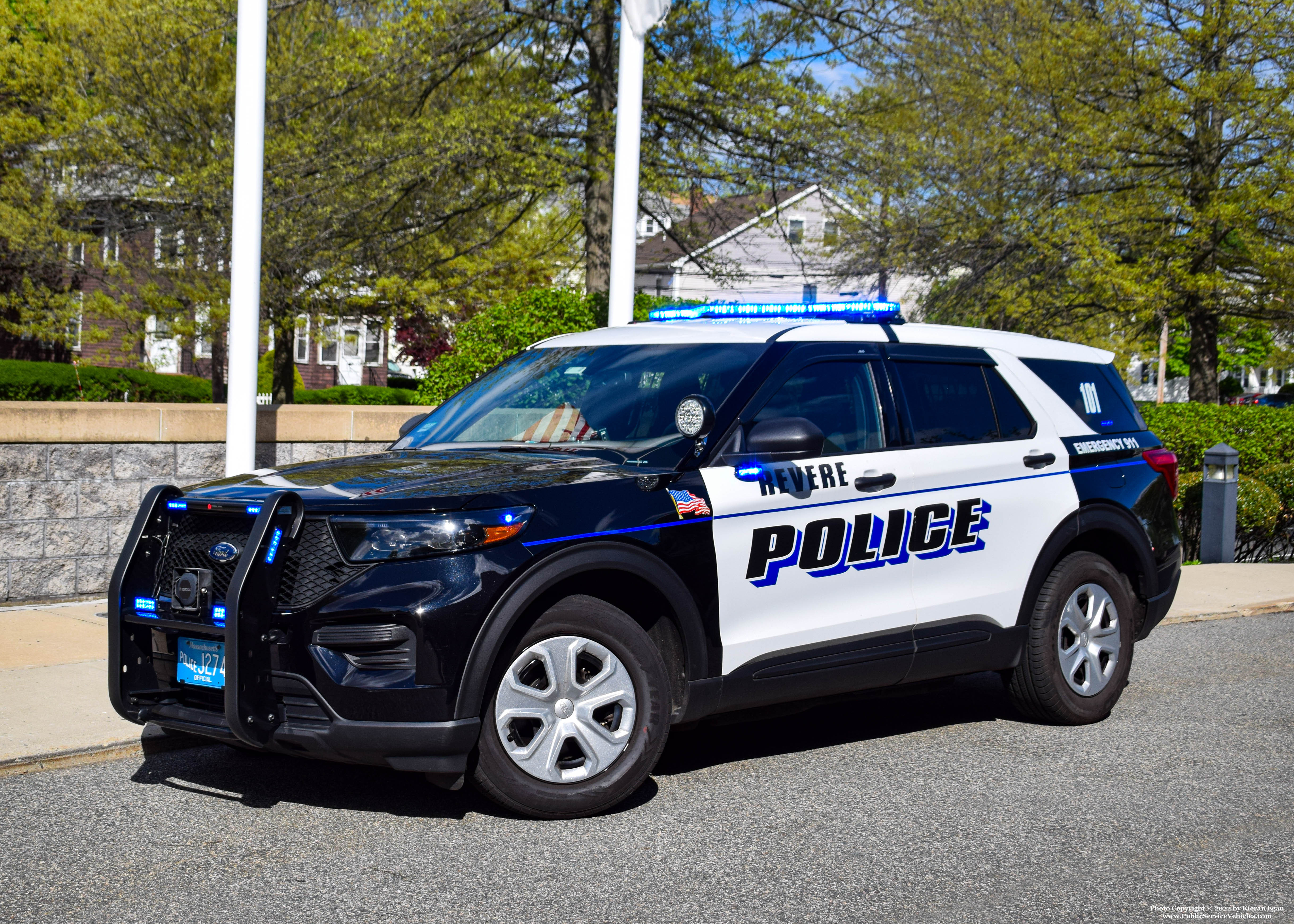 A photo  of Revere Police
            Cruiser 101, a 2021 Ford Police Interceptor Utility             taken by Kieran Egan