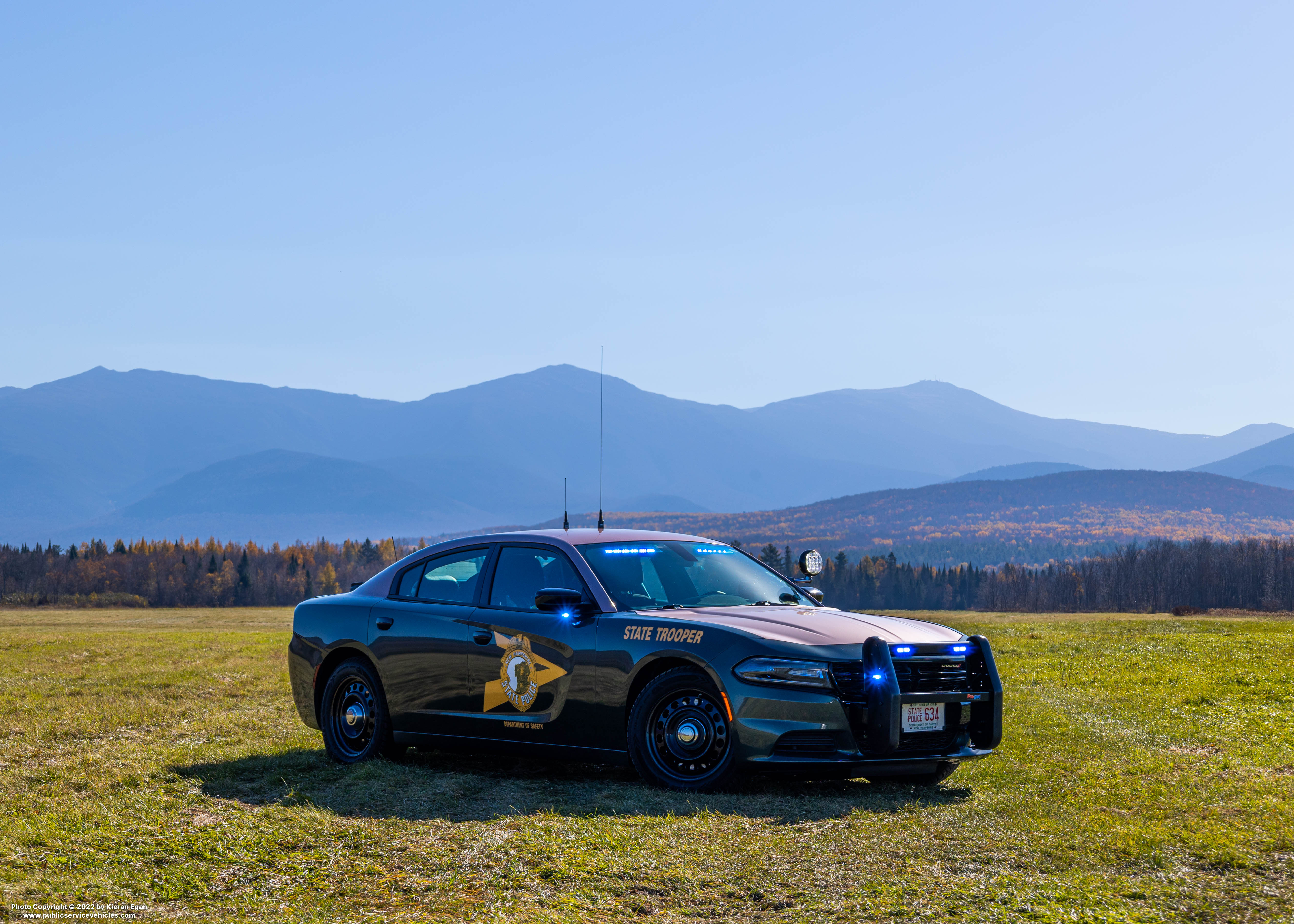 A photo  of New Hampshire State Police
            Cruiser 634, a 2019 Dodge Charger             taken by Kieran Egan