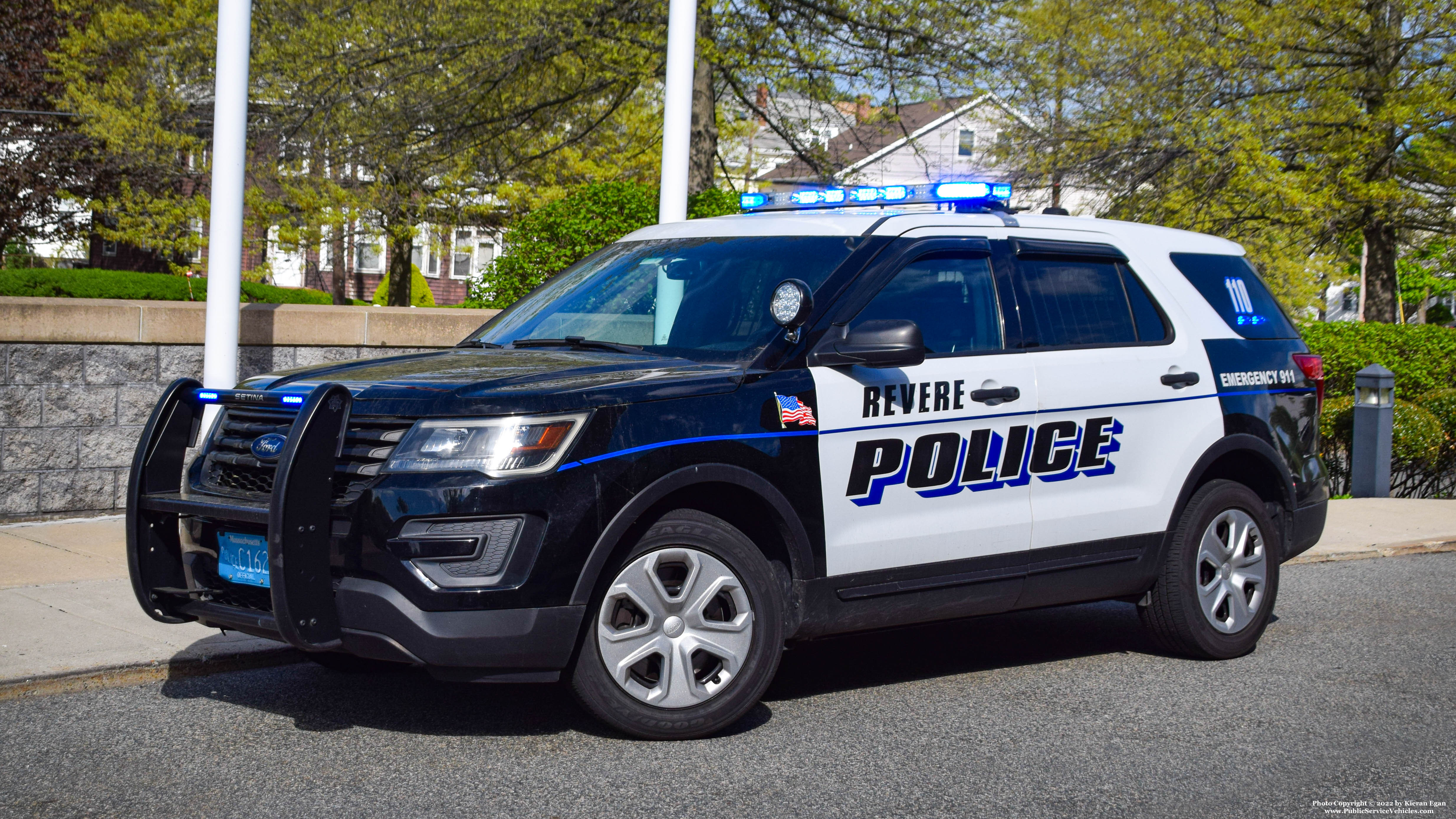 A photo  of Revere Police
            Cruiser 110, a 2016 Ford Police Interceptor Utility             taken by Kieran Egan