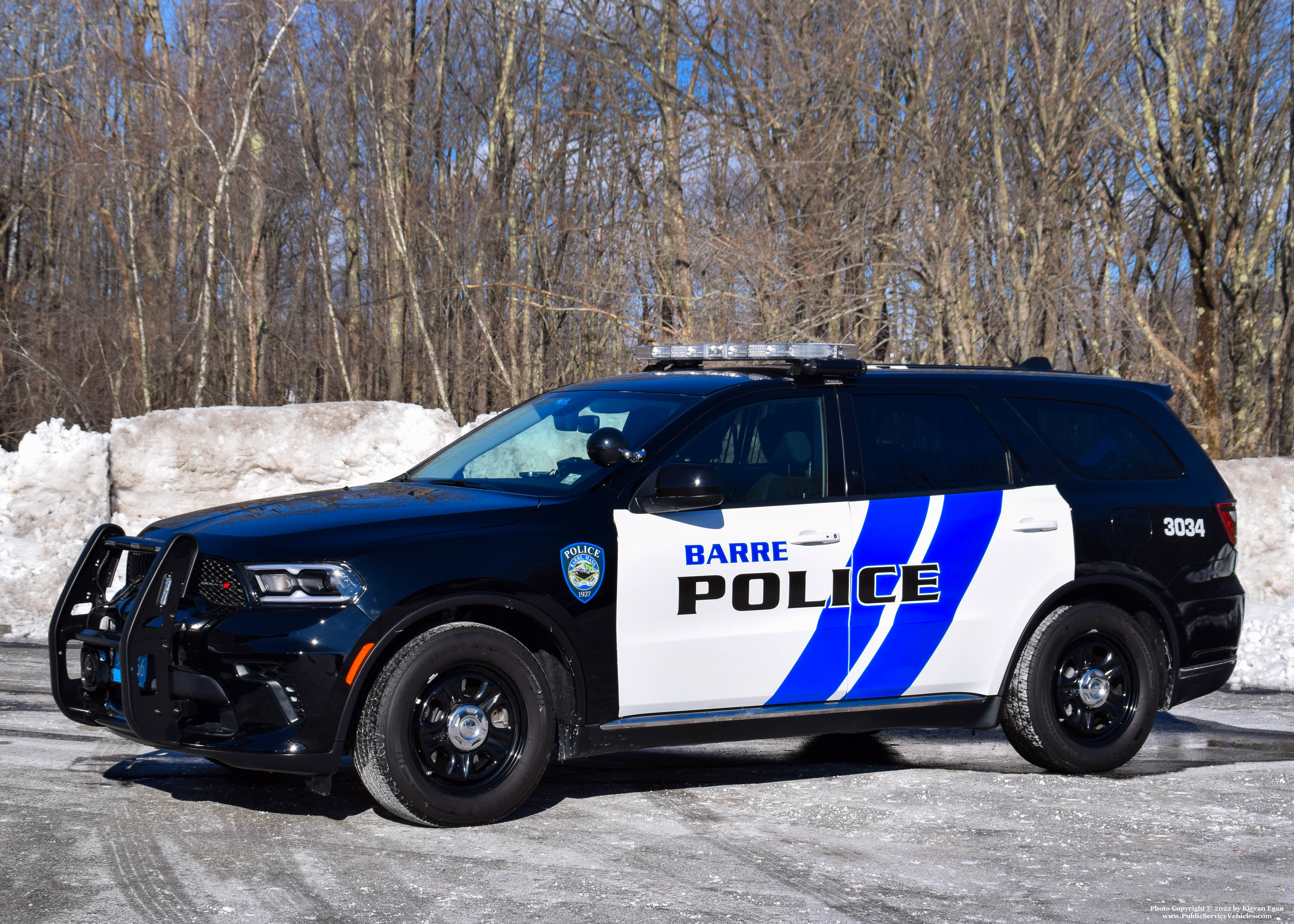 A photo  of Barre Police
            Cruiser 3034, a 2021 Dodge Durango             taken by Kieran Egan