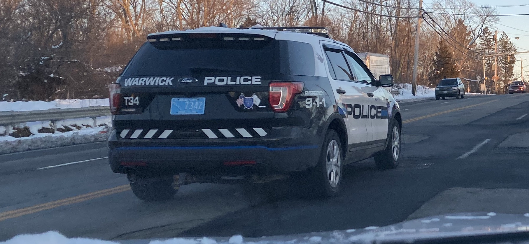 A photo  of Warwick Police
            Cruiser T-34, a 2016 Ford Police Interceptor Utility             taken by @riemergencyvehicles