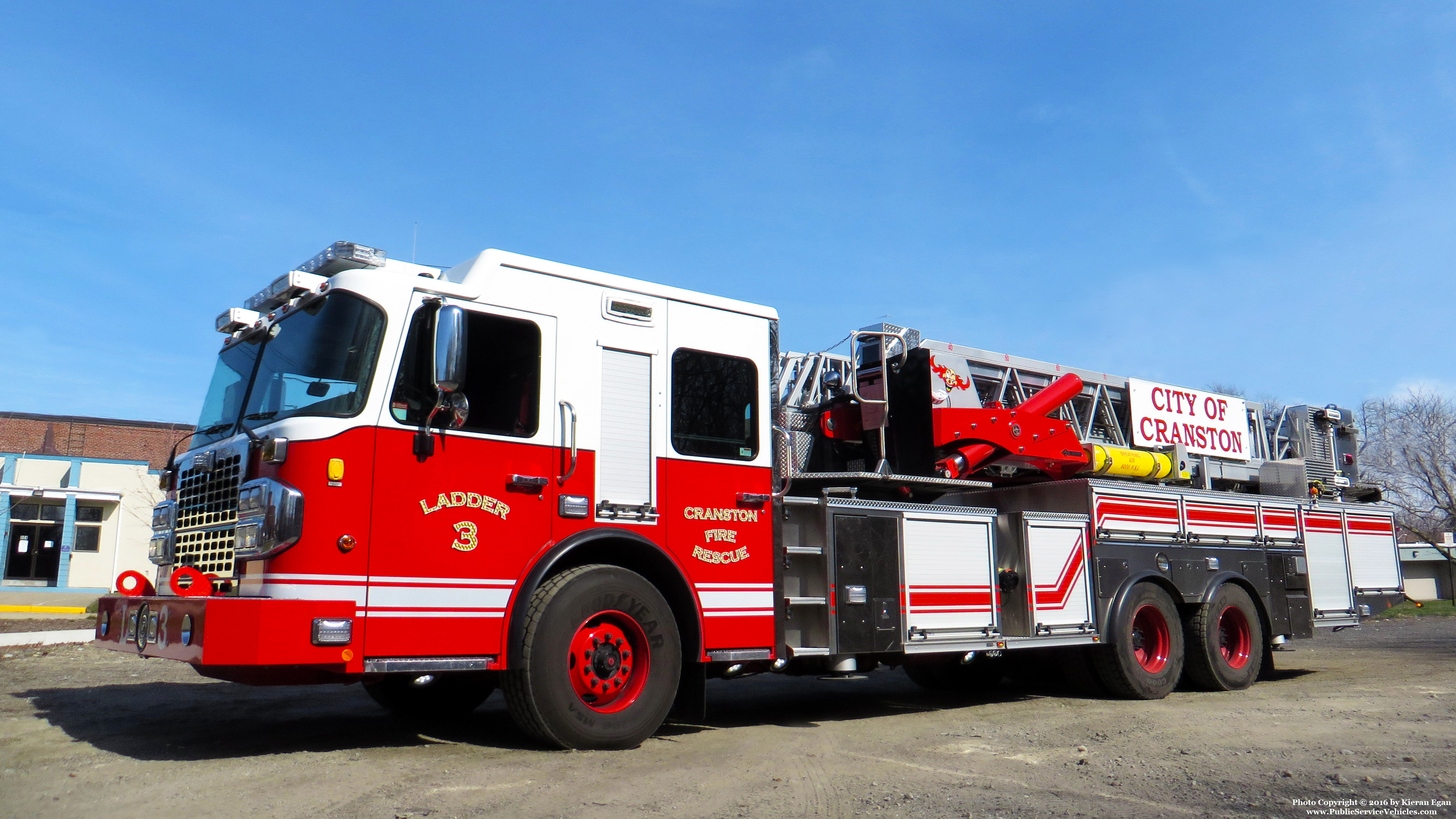 A photo  of Cranston Fire
            Ladder 3, a 2015 Spartan ERV             taken by Kieran Egan