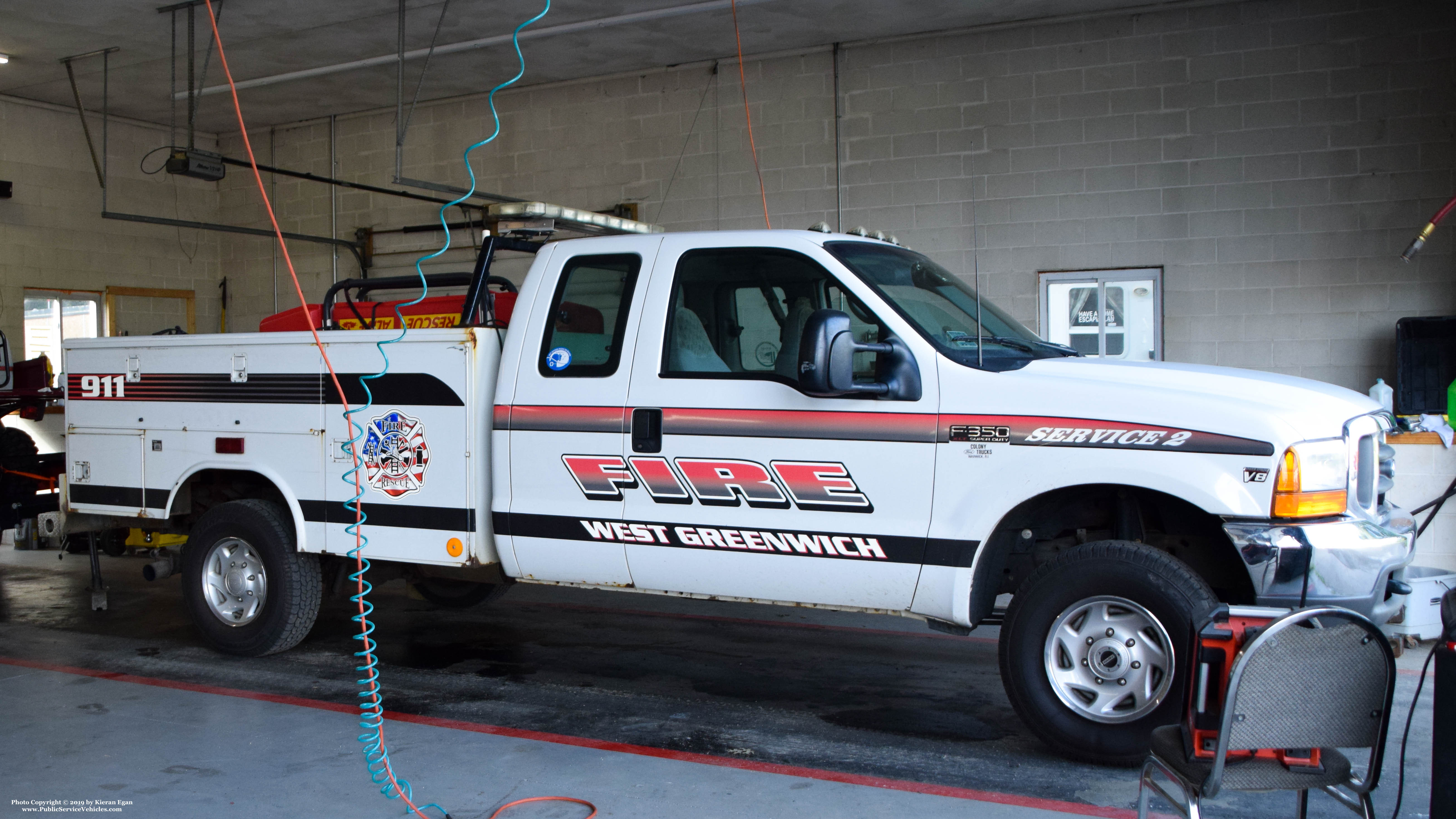 A photo  of West Greenwich Volunteer Fire District
            Service 2, a 1999 Ford F-350             taken by Kieran Egan