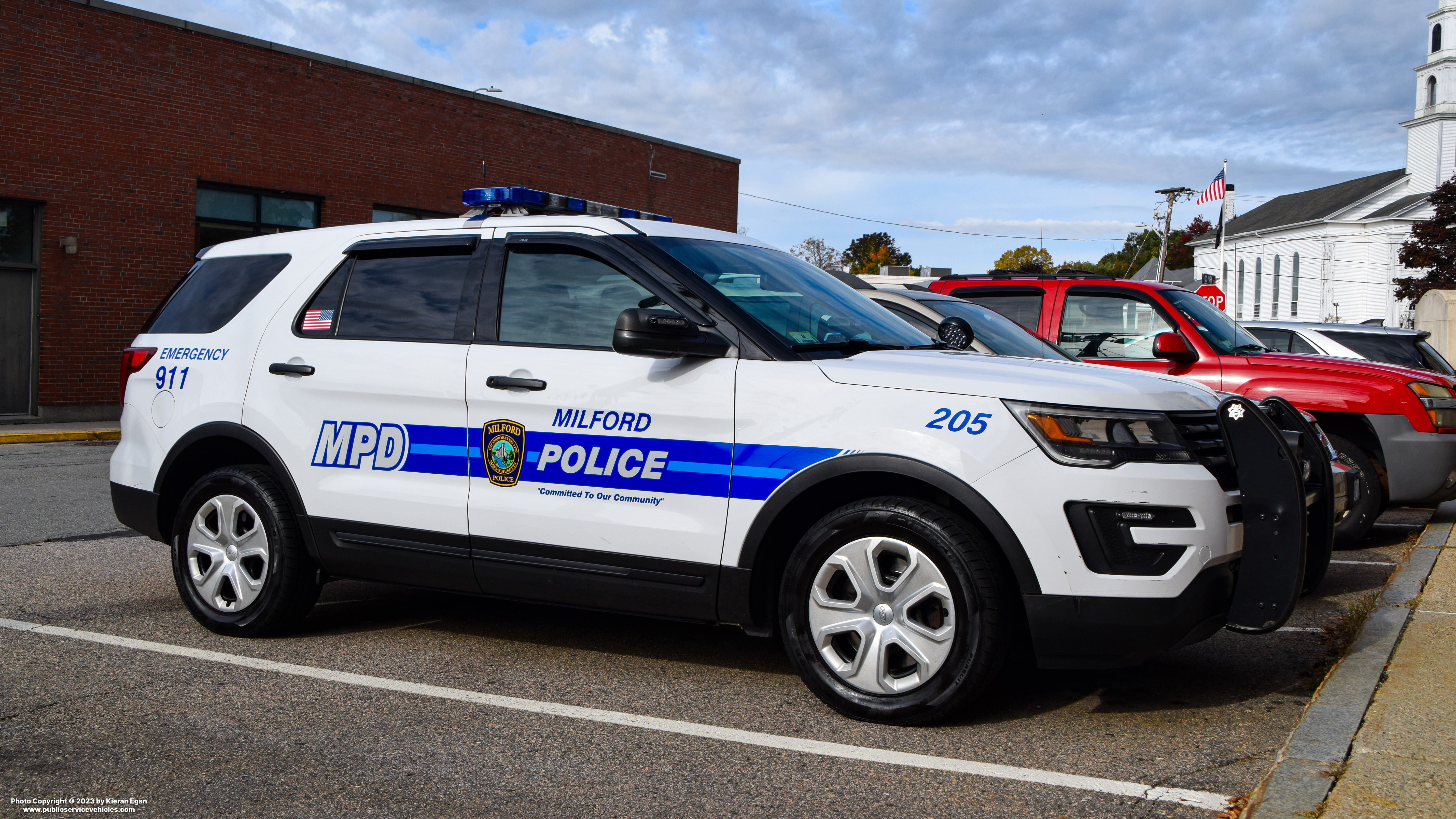 A photo  of Milford Police
            Cruiser 205, a 2016-2019 Ford Police Interceptor Utility             taken by Kieran Egan