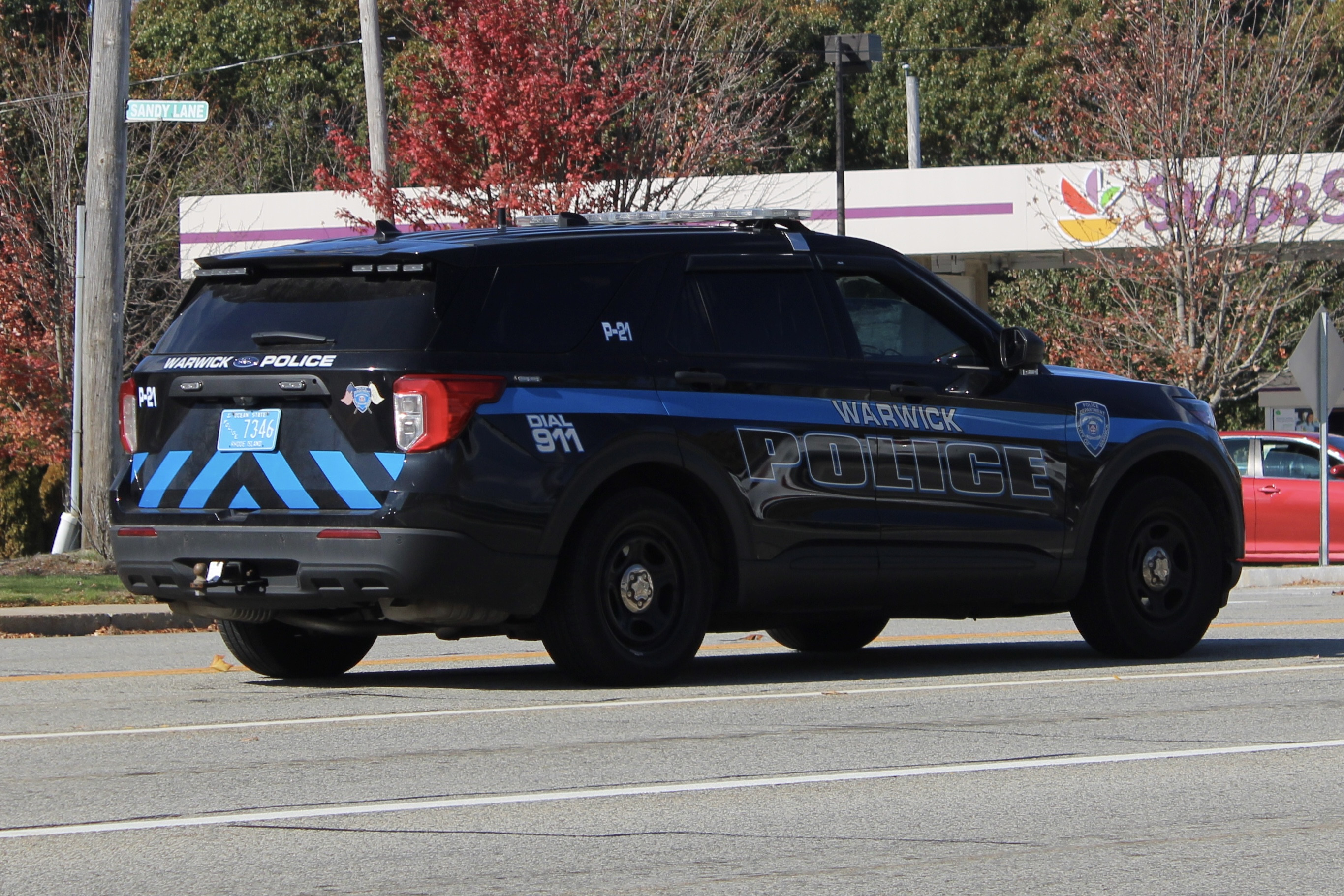 A photo  of Warwick Police
            Cruiser P-21, a 2021 Ford Police Interceptor Utility             taken by @riemergencyvehicles