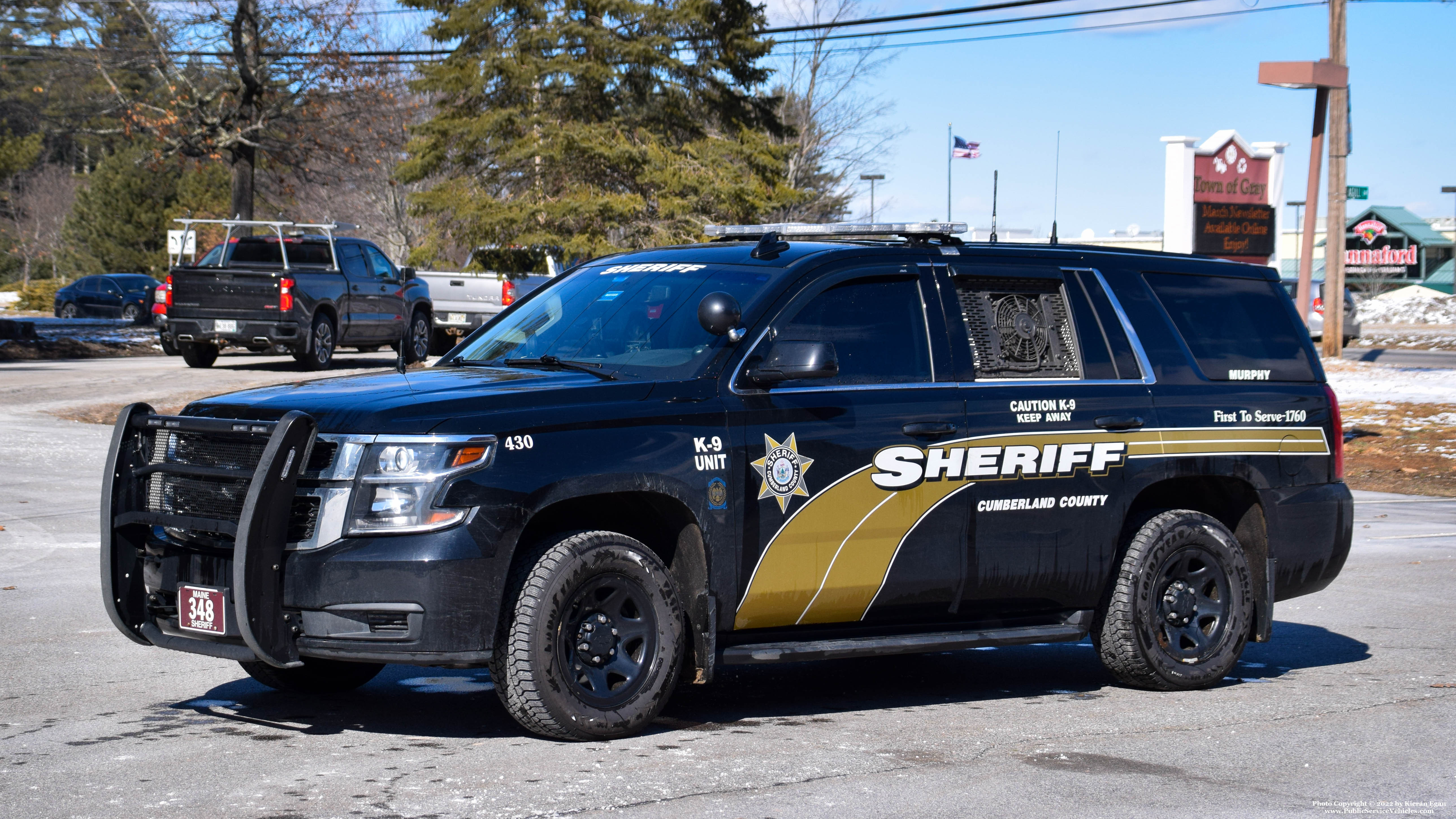 A photo  of Cumberland County Sheriff
            Cruiser 348, a 2018 Chevrolet Tahoe             taken by Kieran Egan