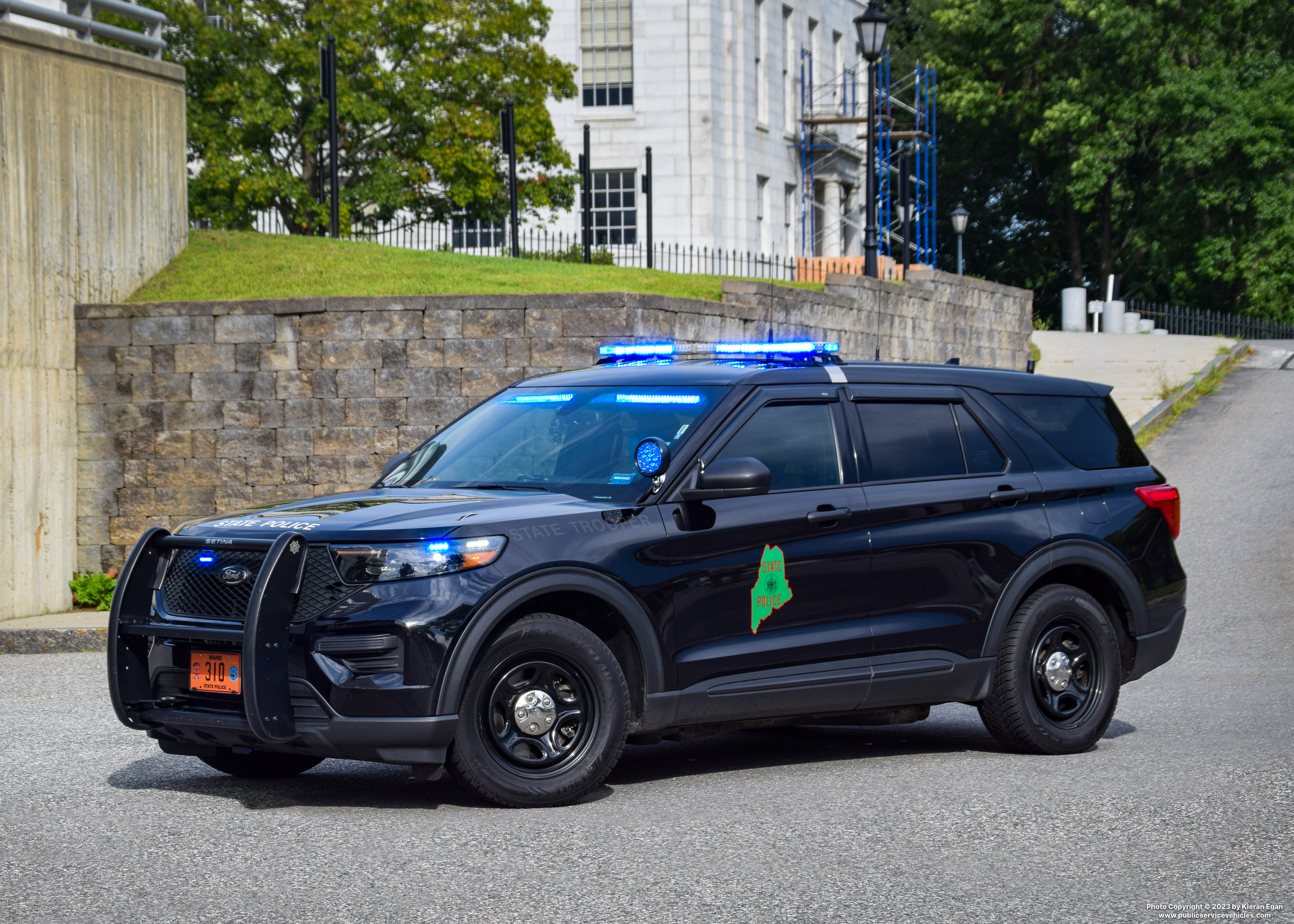 A photo  of Maine State Police
            Cruiser 310, a 2021 Ford Police Interceptor Utility             taken by Kieran Egan