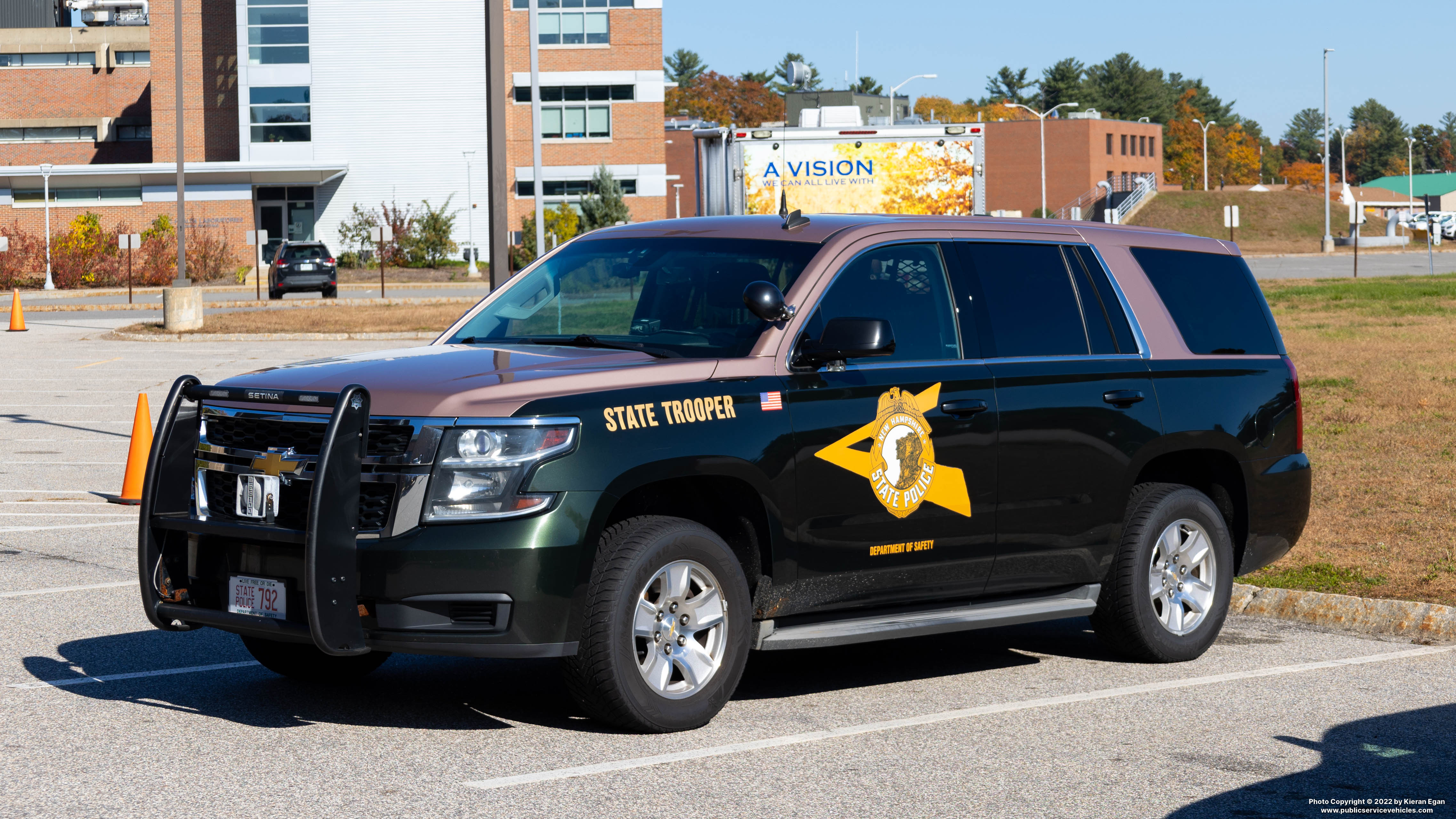 A photo  of New Hampshire State Police
            Cruiser 792, a 2015 Chevrolet Tahoe             taken by Kieran Egan