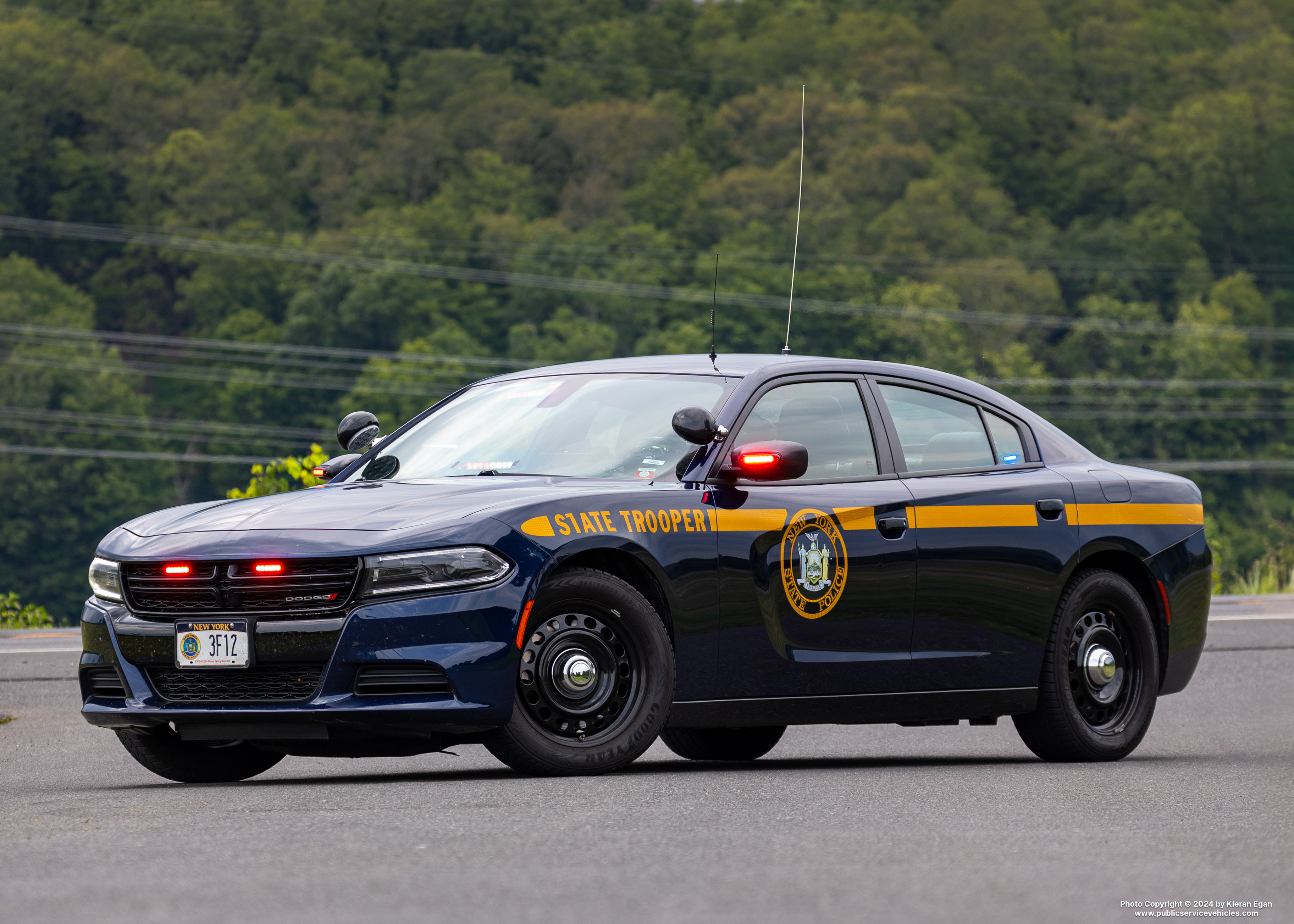 A photo  of New York State Police
            Cruiser 3F12, a 2021-2024 Dodge Charger             taken by Kieran Egan