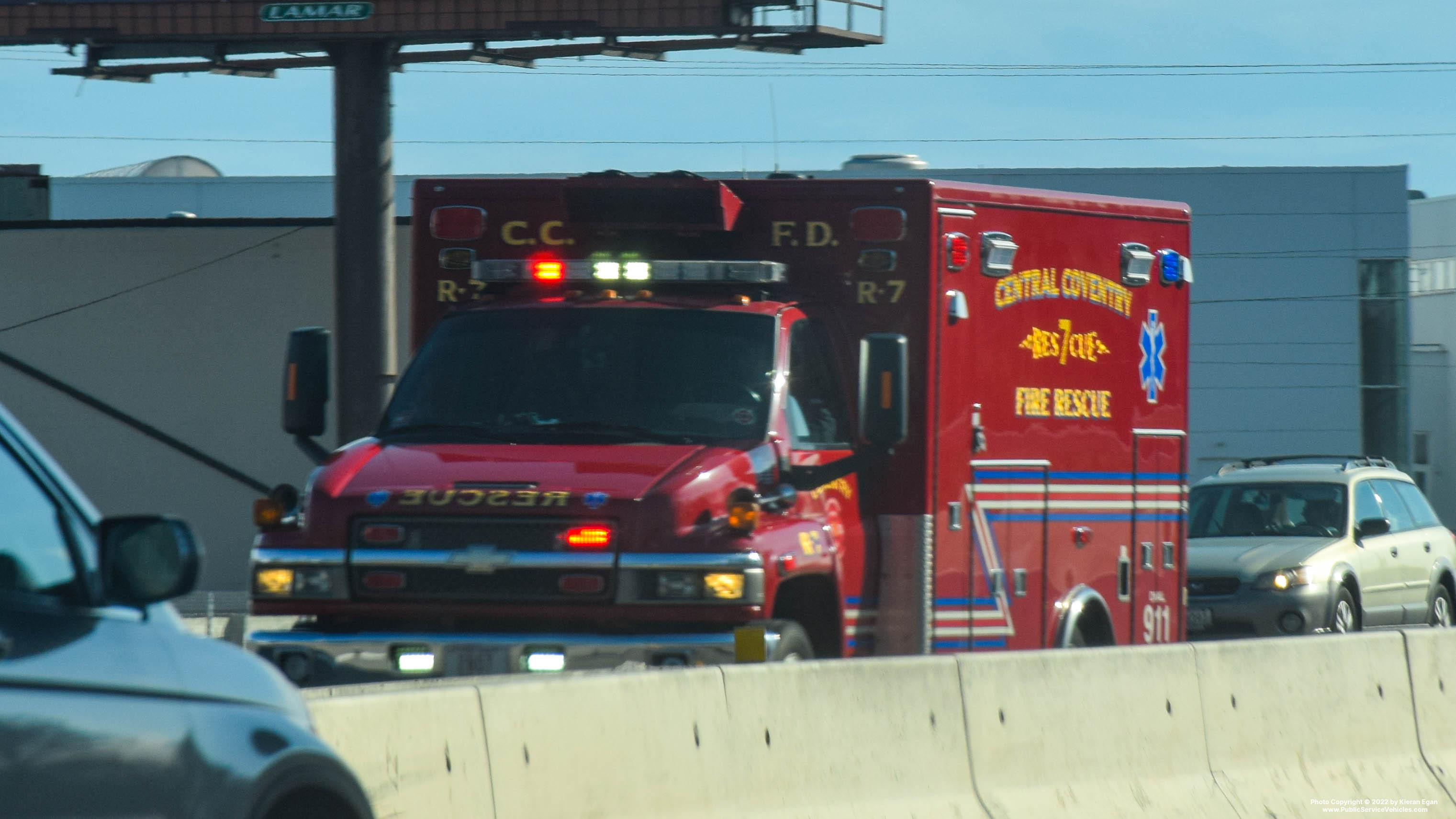 A photo  of Central Coventy Fire District
            Rescue 7, a 2009 Chevrolet C4500             taken by Kieran Egan