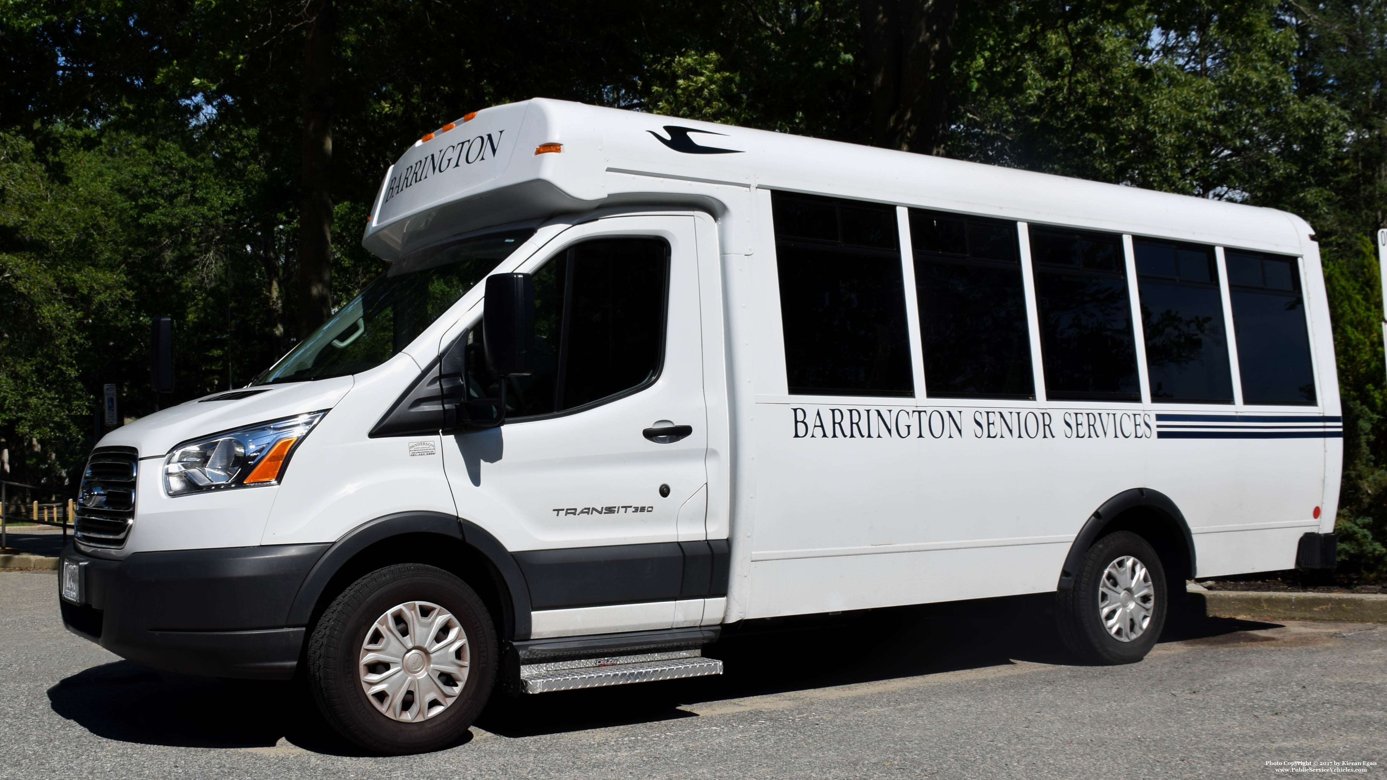 A photo  of Barrington Senior Services
            Senior Services Shuttle, a 2017 Ford Transit 350/BlueBird             taken by Kieran Egan