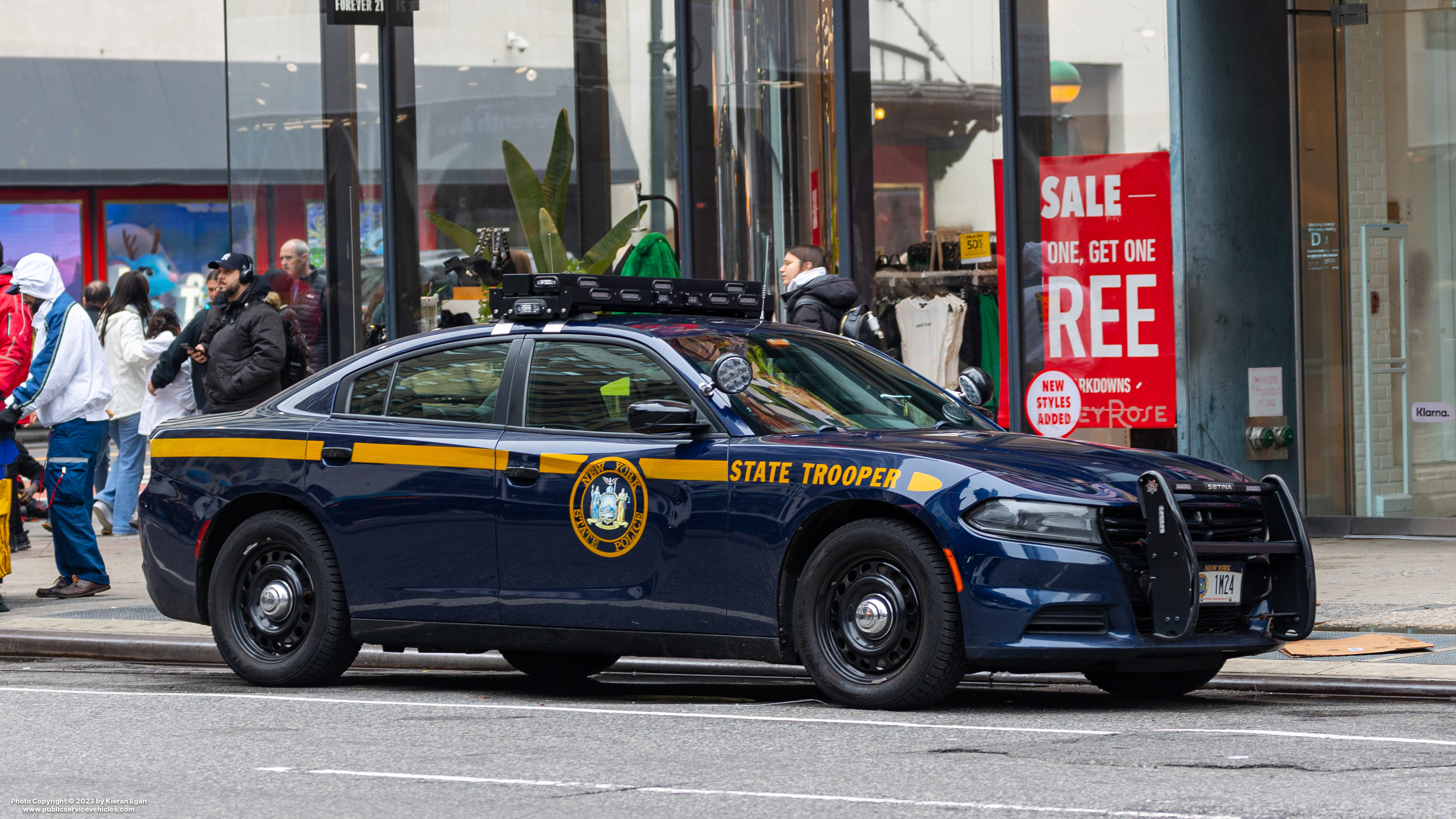 A photo  of New York State Police
            Cruiser 1M24, a 2015-2022 Dodge Charger             taken by Kieran Egan