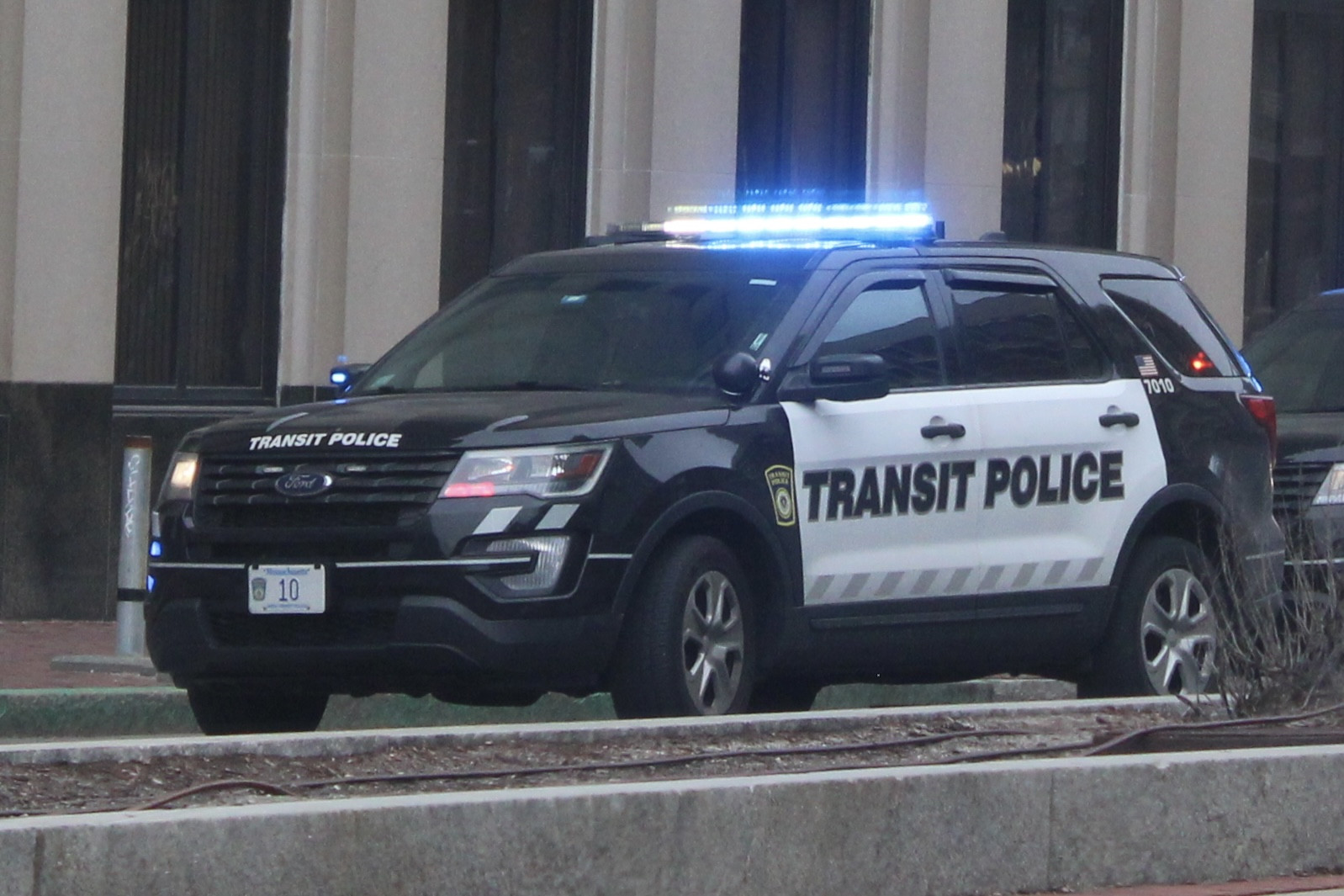 A photo  of MBTA Transit Police
            Cruiser 7010, a 2016-2019 Ford Police Interceptor Utility             taken by @riemergencyvehicles