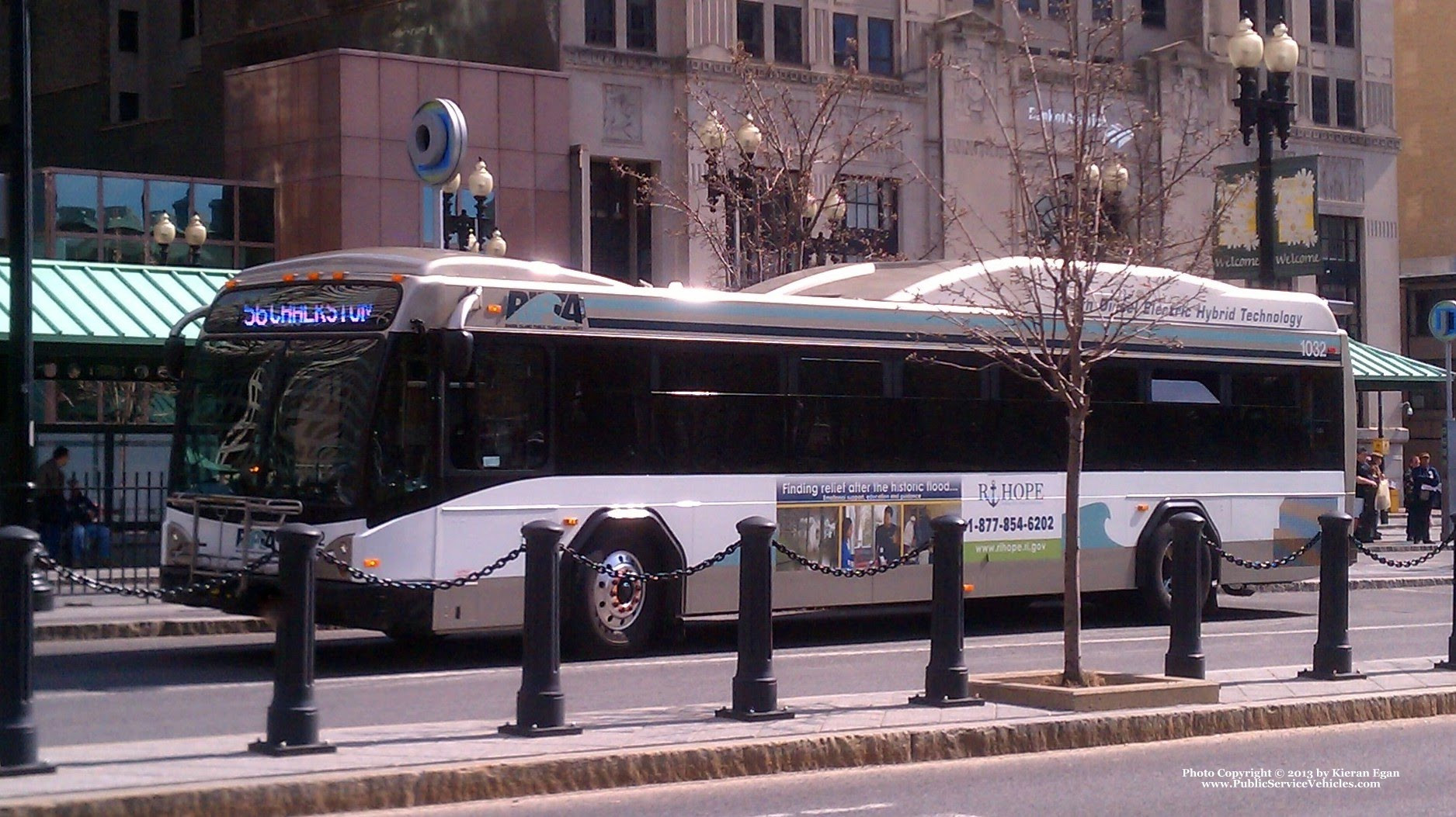 A photo  of Rhode Island Public Transit Authority
            Bus 1032, a 2010 Gillig BRT HEV             taken by Kieran Egan