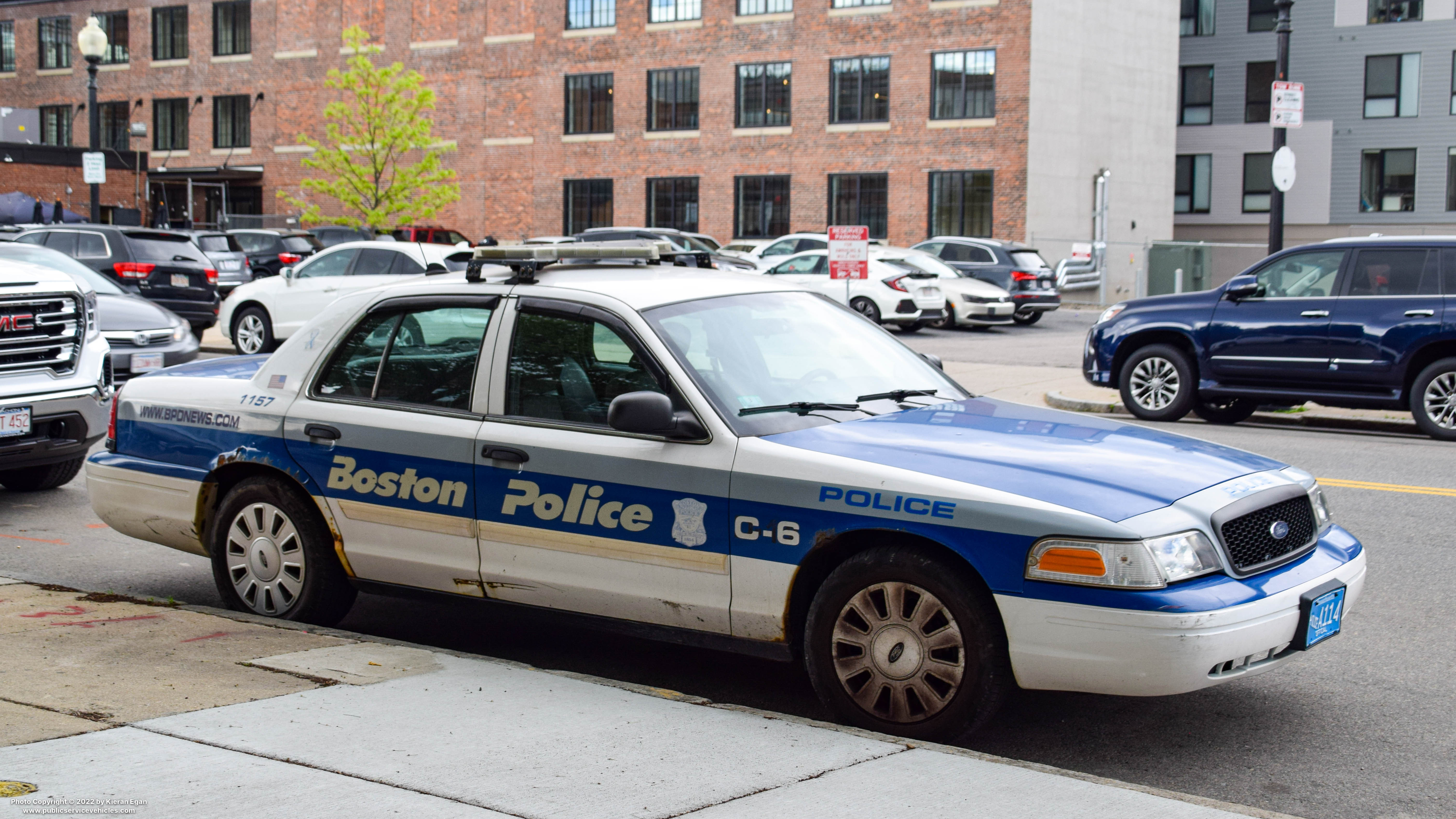 A photo  of Boston Police
            Cruiser 1157, a 2011 Ford Crown Victoria Police Interceptor             taken by Kieran Egan