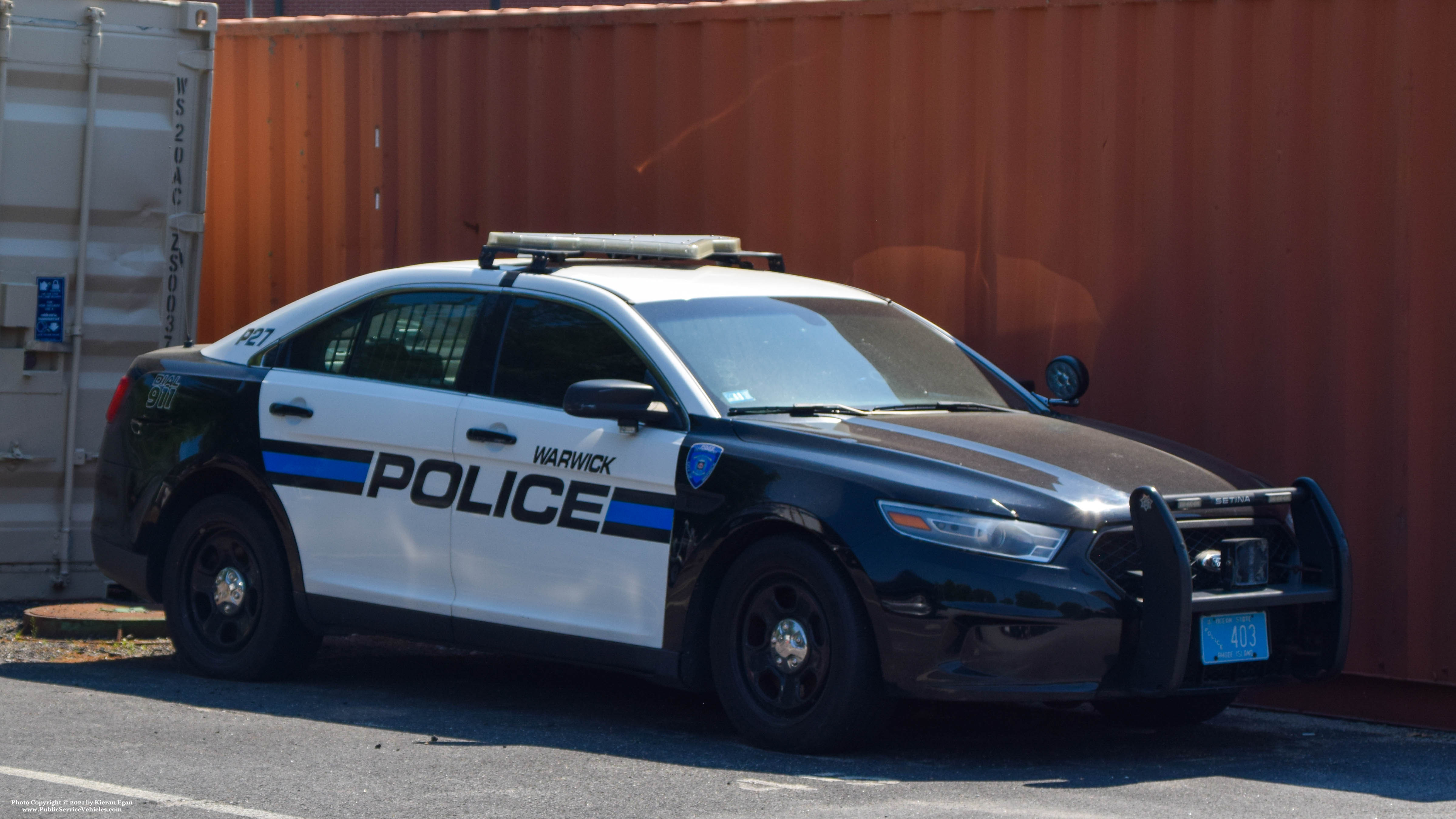 A photo  of Warwick Police
            Cruiser P-27, a 2014 Ford Police Interceptor Sedan             taken by Kieran Egan