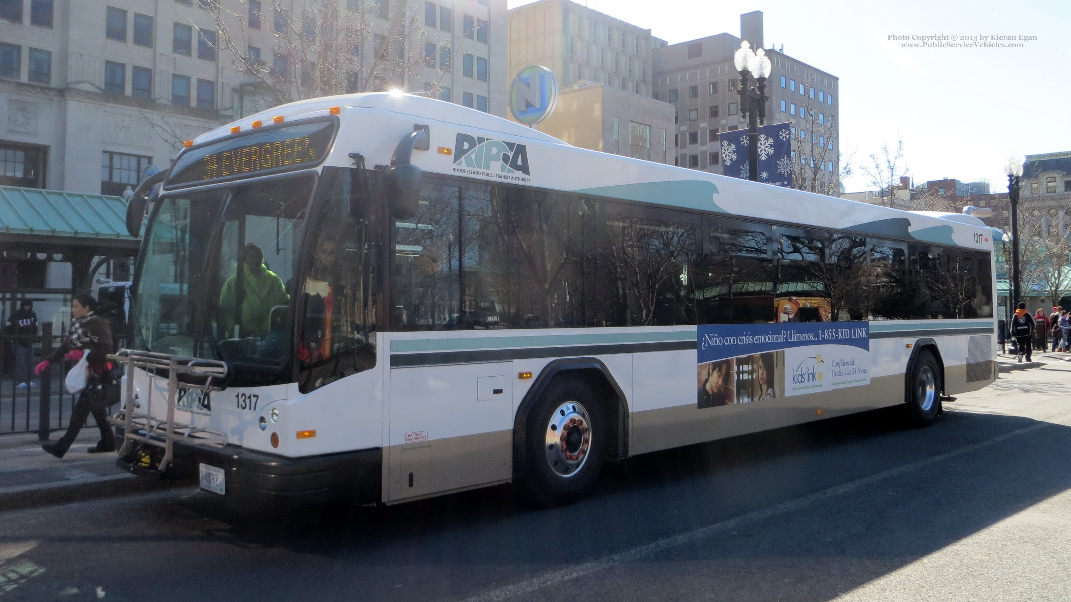 A photo  of Rhode Island Public Transit Authority
            Bus 1317, a 2013 Gillig BRT             taken by Kieran Egan