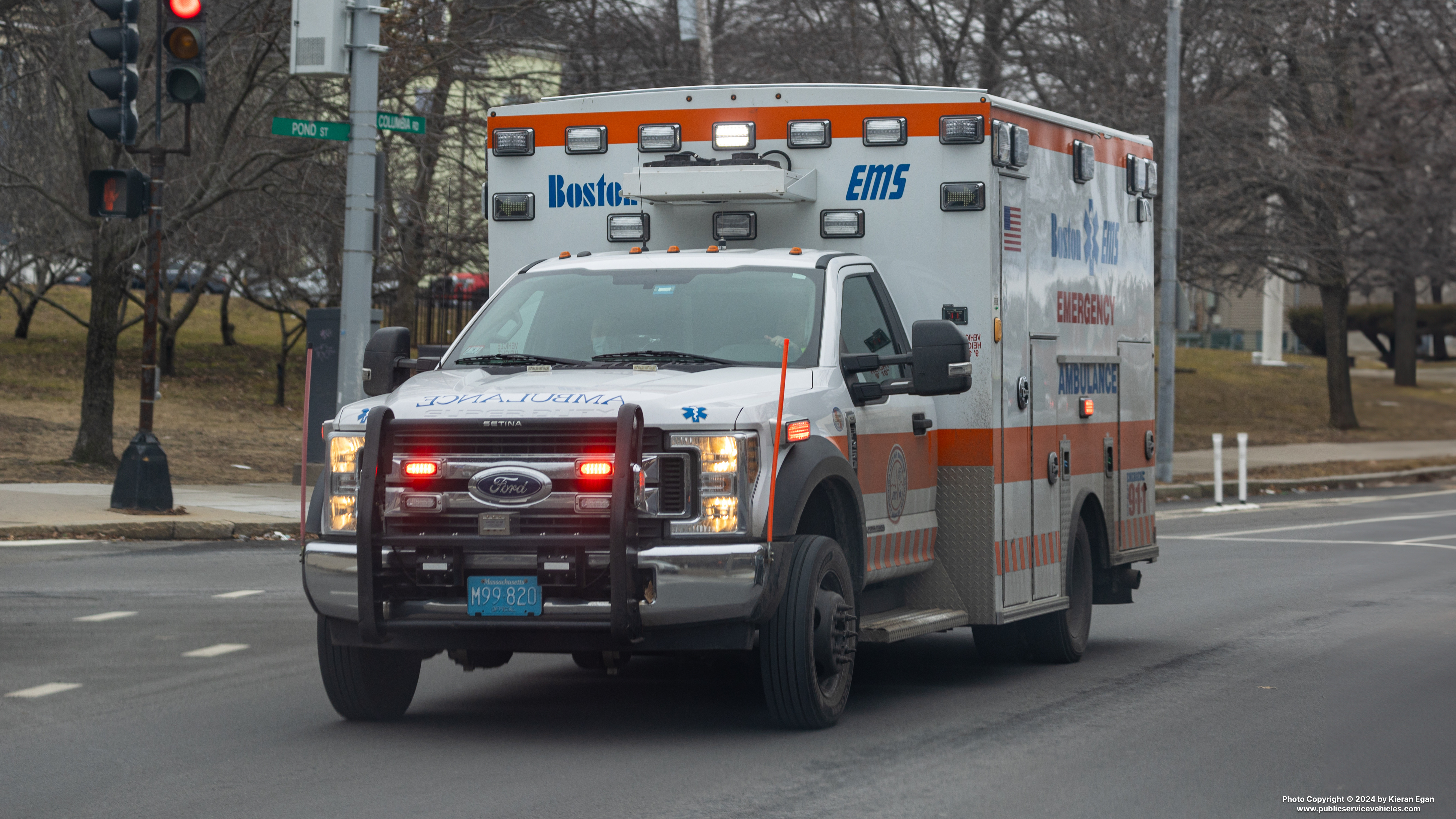 A photo  of Boston EMS
            Spare Ambulance M99•820, a 2018 Ford F-450/Braun             taken by Kieran Egan