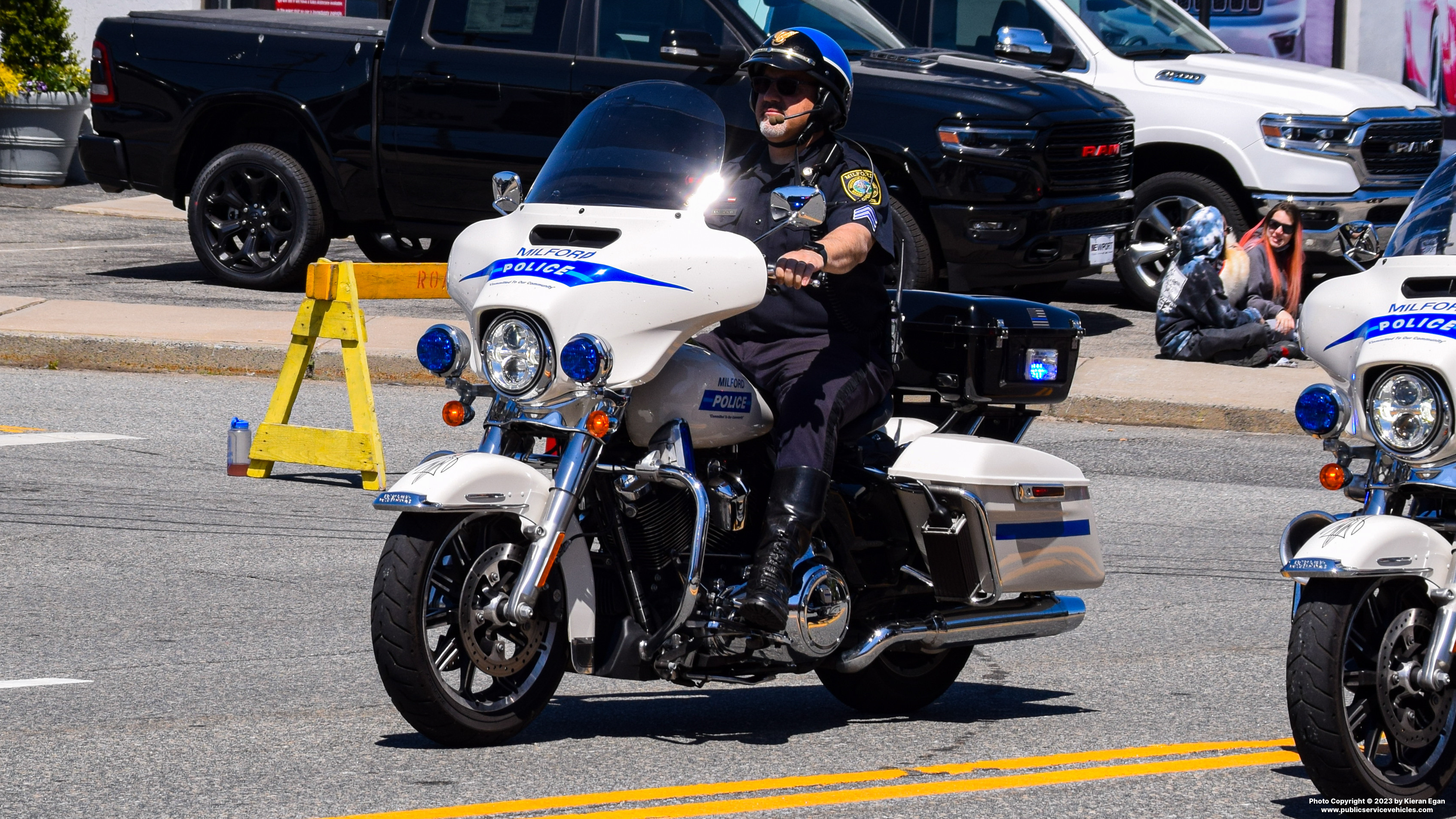 A photo  of Milford Police
            Motorcycle 215, a 2020 Harley Davidson Electra Glide             taken by Kieran Egan