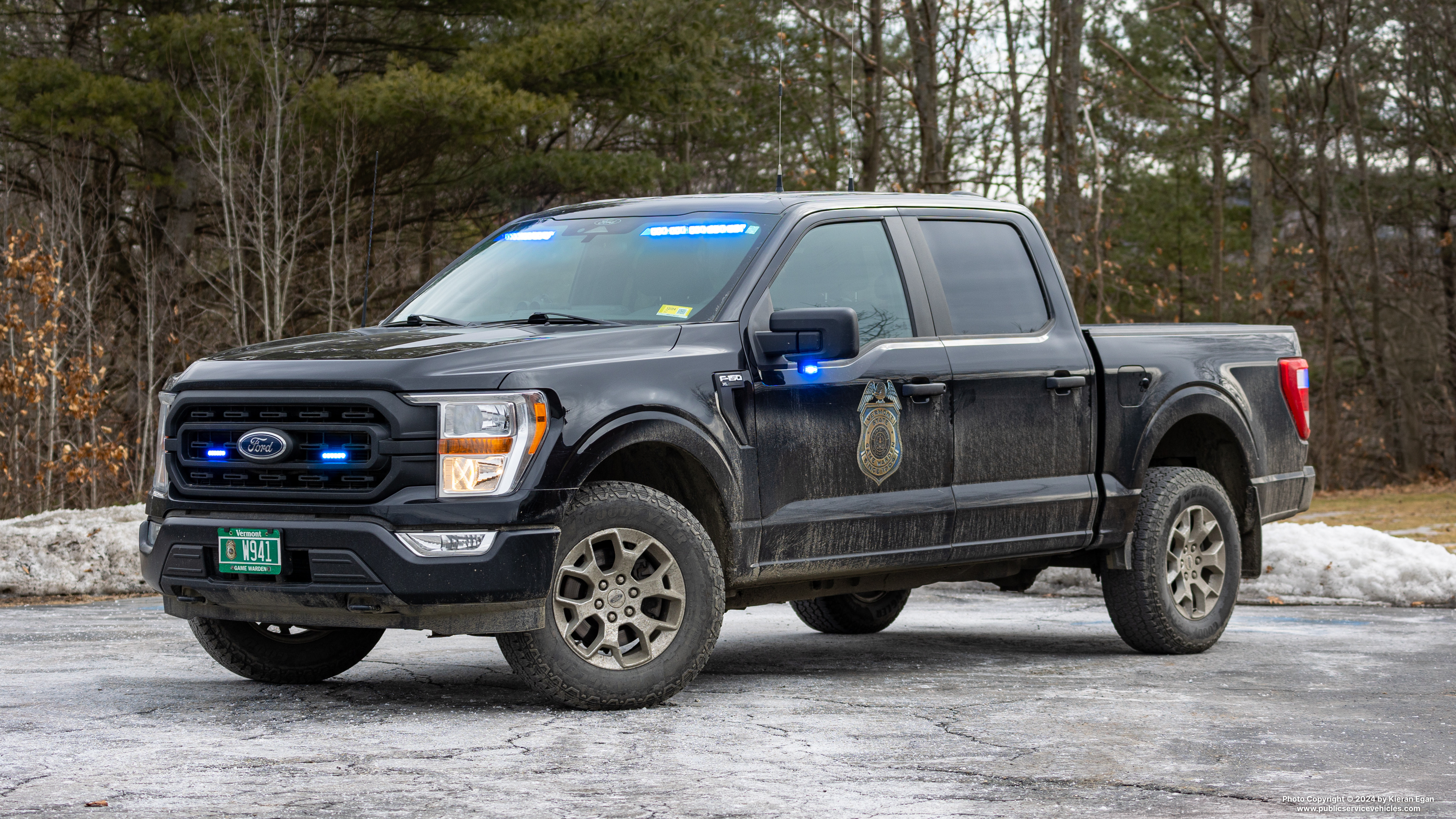 A photo  of Vermont Fish & Wildlife State Game Wardens
            Cruiser W941, a 2022 Ford F-150 Police Responder             taken by Kieran Egan