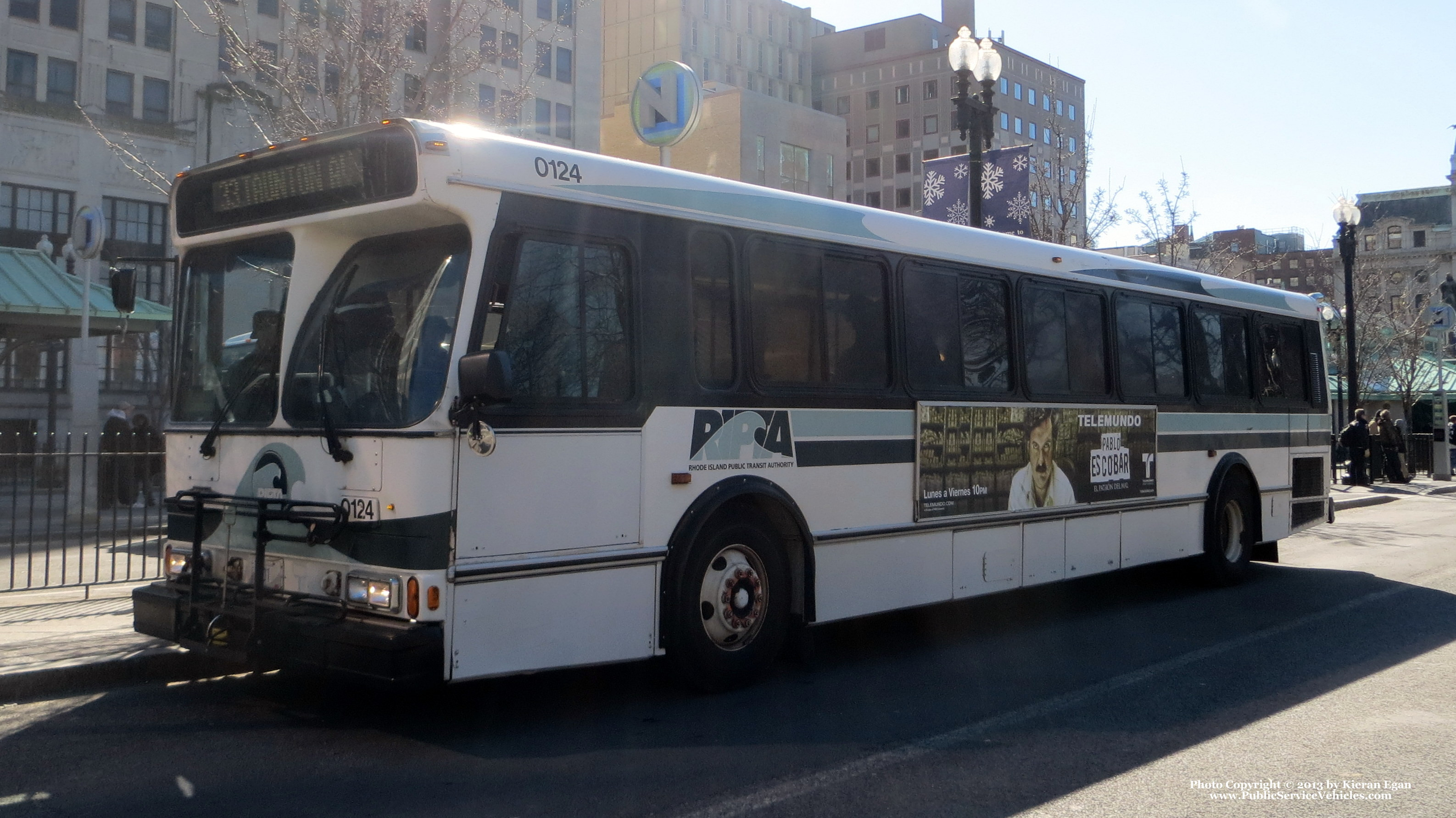 A photo  of Rhode Island Public Transit Authority
            Bus 0124, a 2001 Orion V 05.501             taken by Kieran Egan