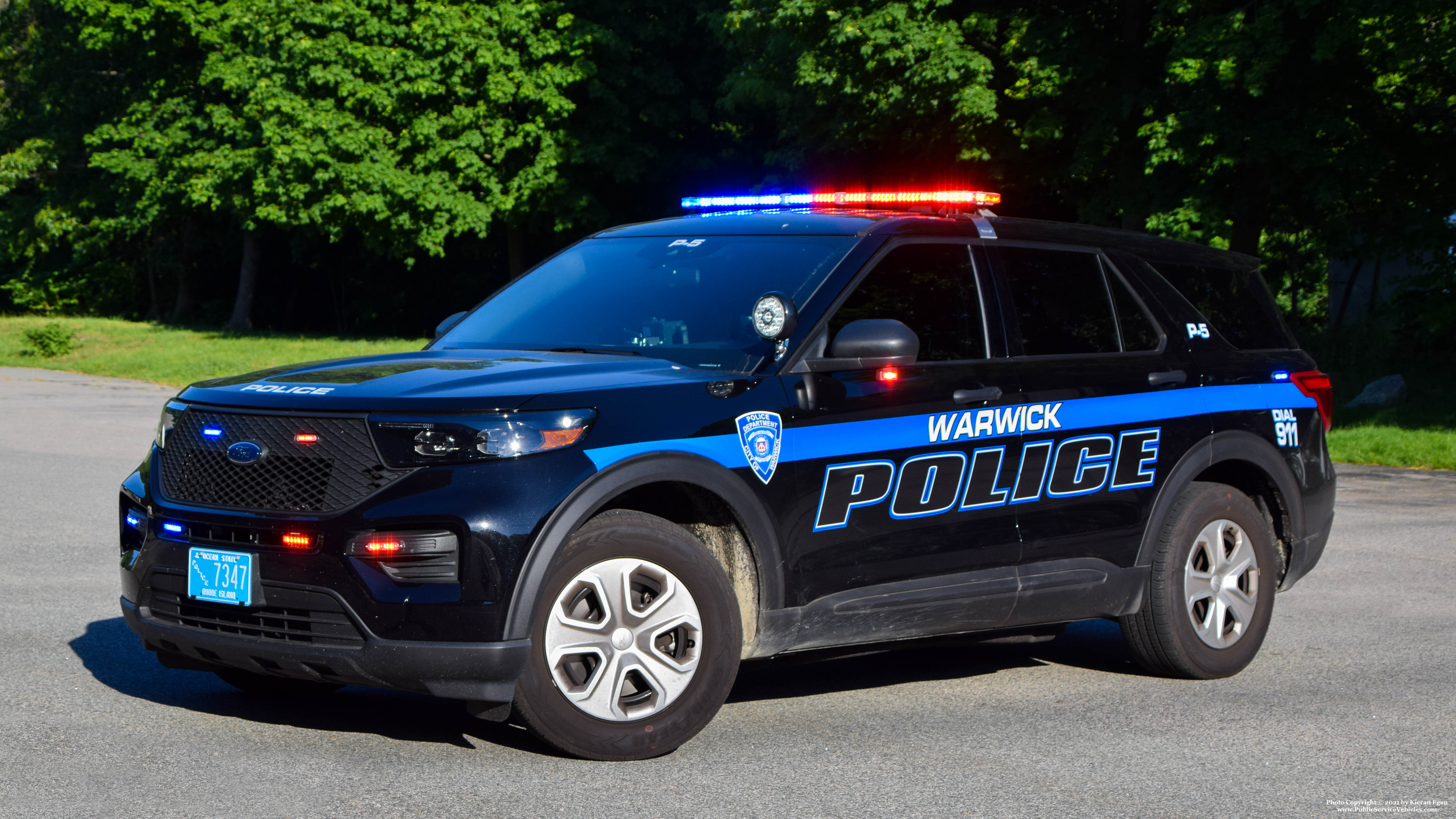 A photo  of Warwick Police
            Cruiser P-5, a 2021 Ford Police Interceptor Utility             taken by Kieran Egan