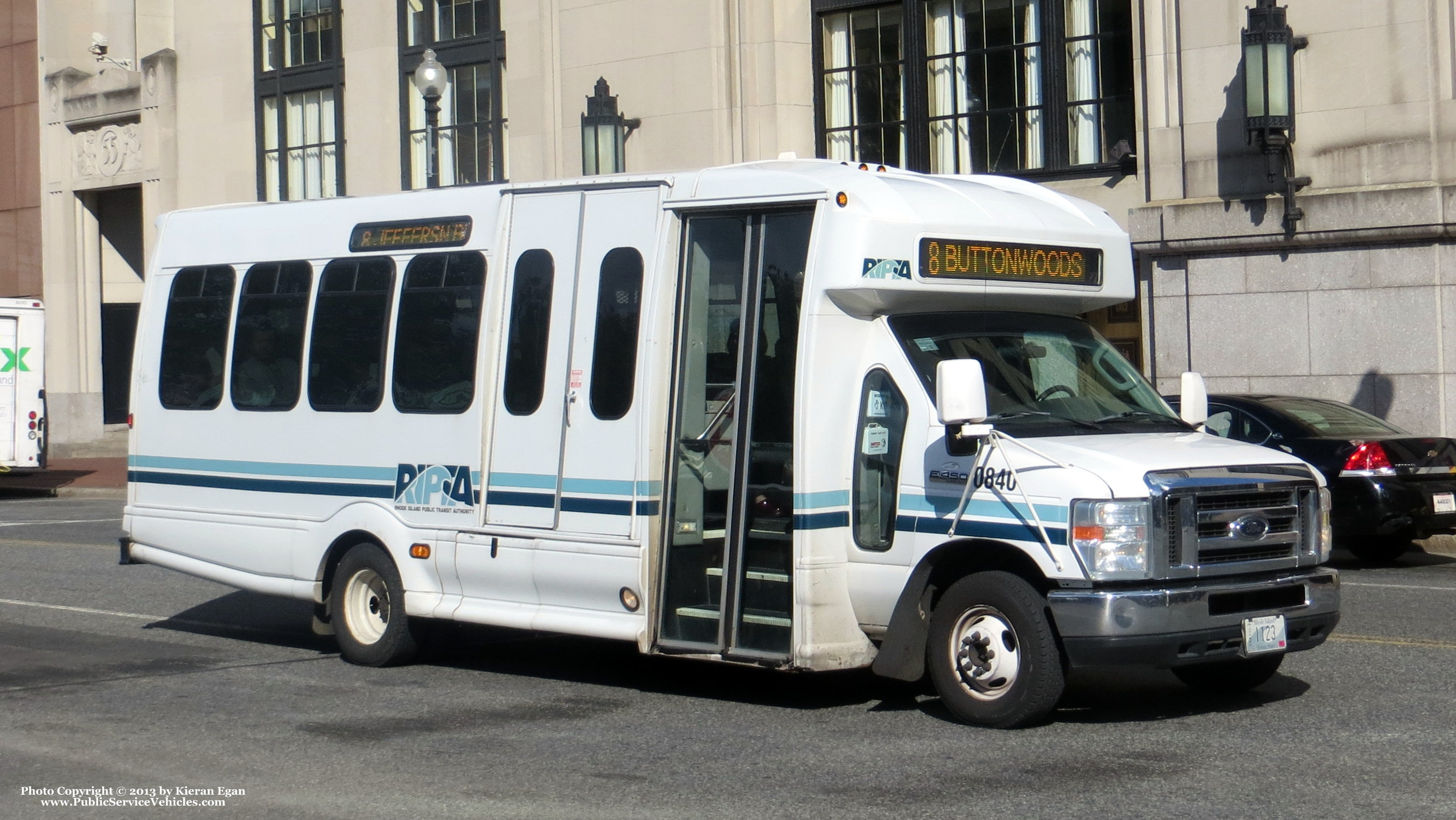 A photo  of Rhode Island Public Transit Authority
            Flex Van 0840, a 2008 Ford E-450 Bus             taken by Kieran Egan