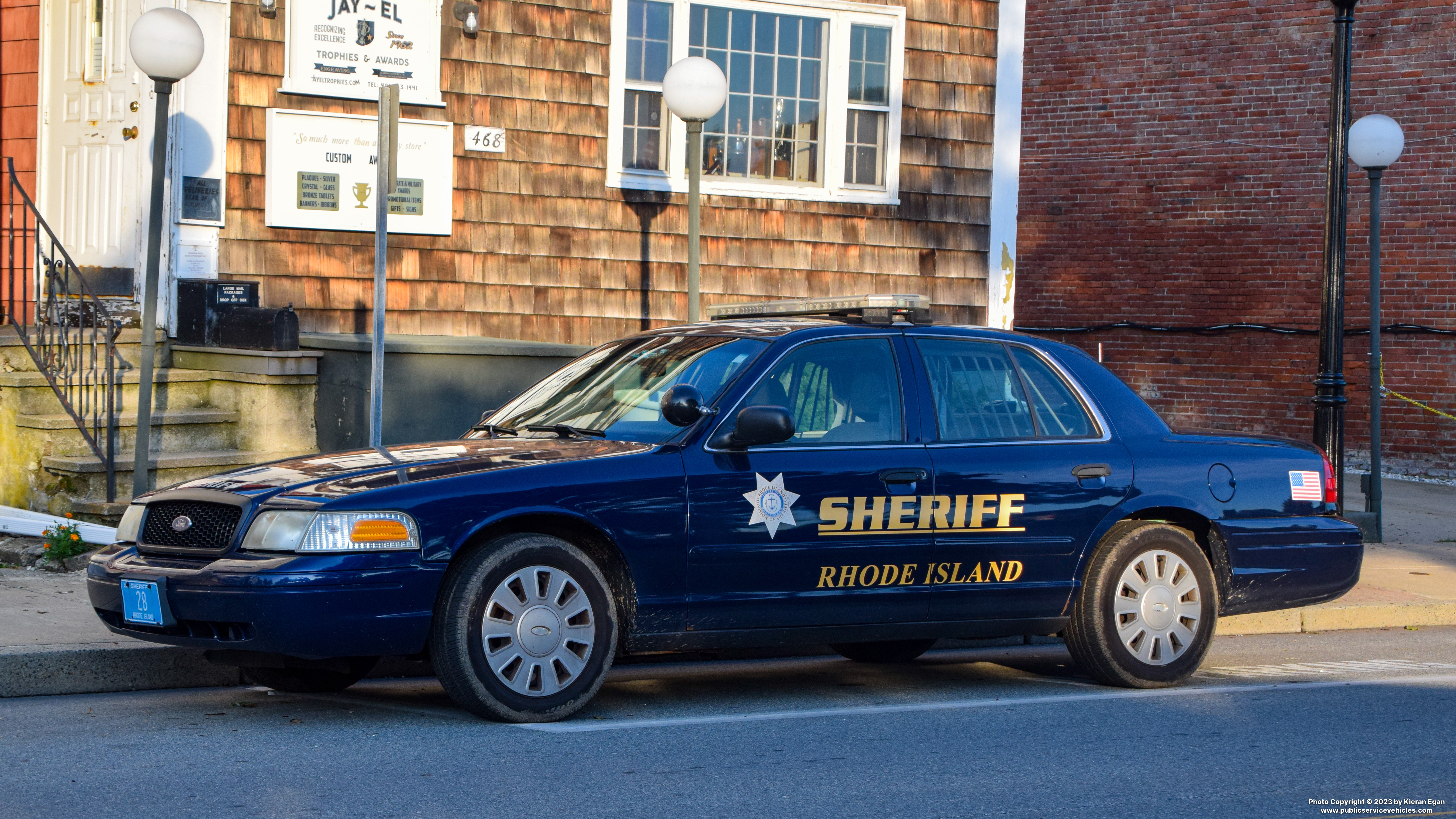 A photo  of Rhode Island Division of Sheriffs
            Cruiser 28, a 2006-2008 Ford Crown Victoria Police Interceptor             taken by Kieran Egan