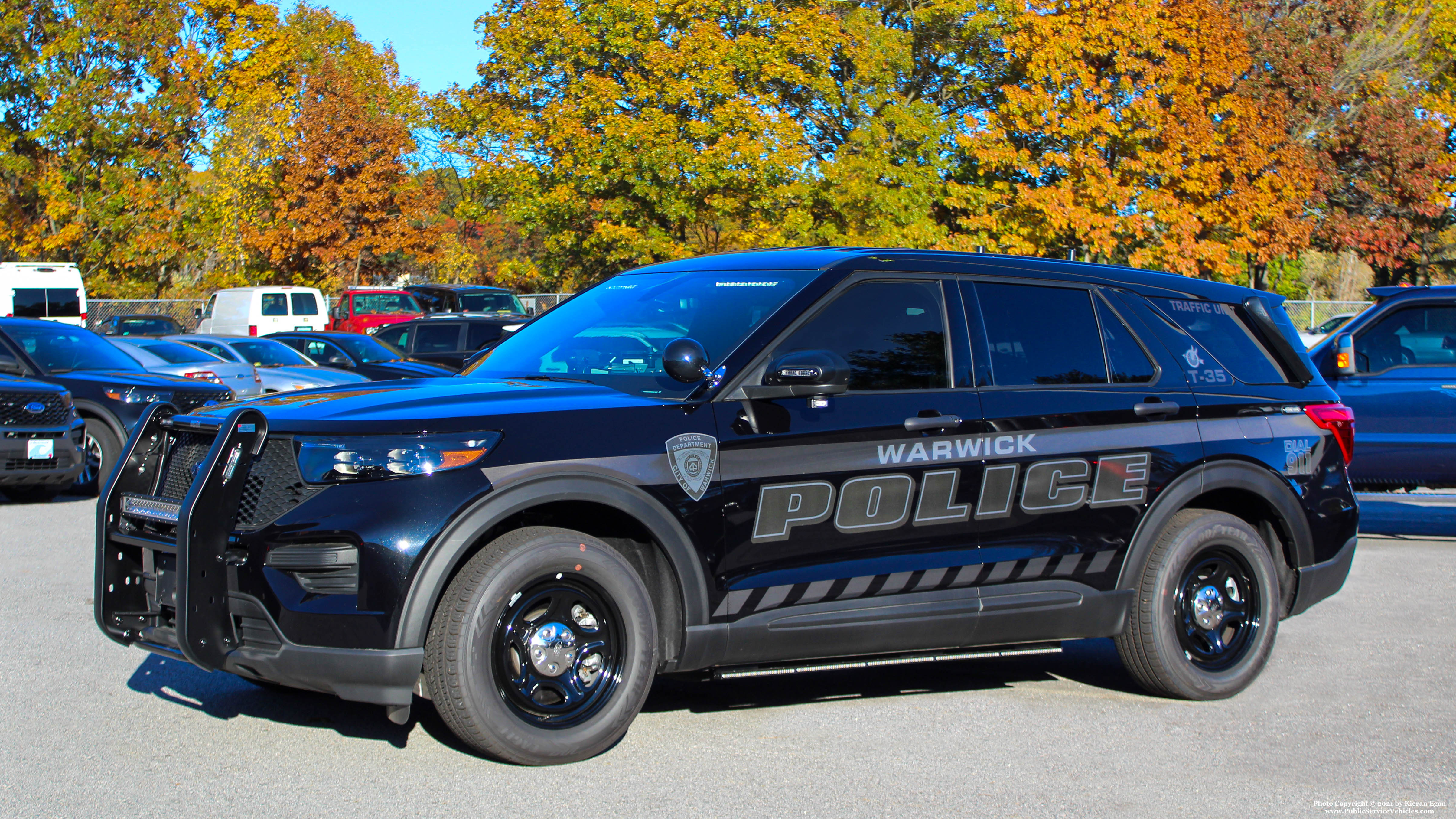 A photo  of Warwick Police
            Cruiser T-35, a 2021 Ford Police Interceptor Utility             taken by Kieran Egan