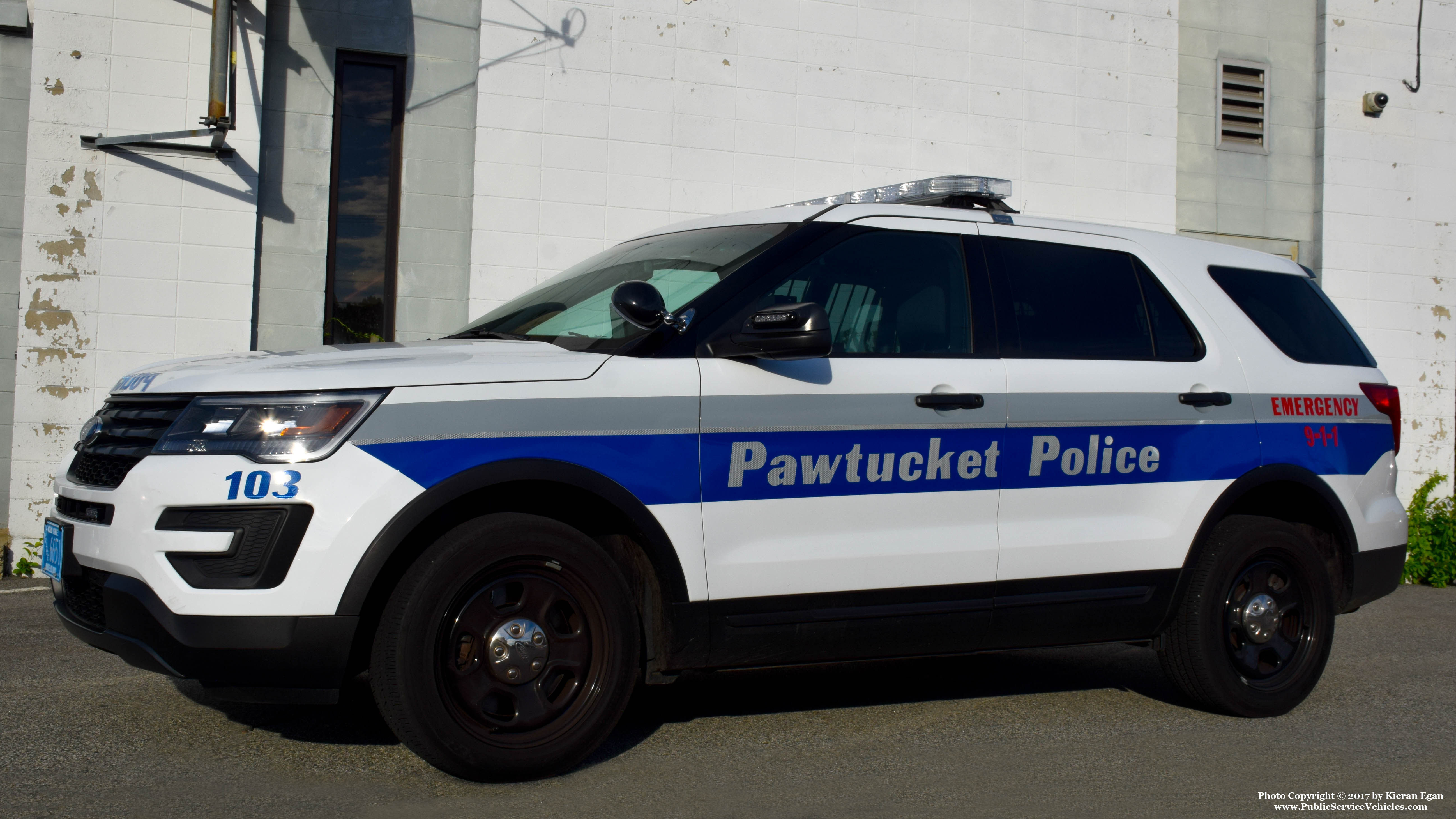 A photo  of Pawtucket Police
            Cruiser 103, a 2016 Ford Police Interceptor Utility             taken by Kieran Egan