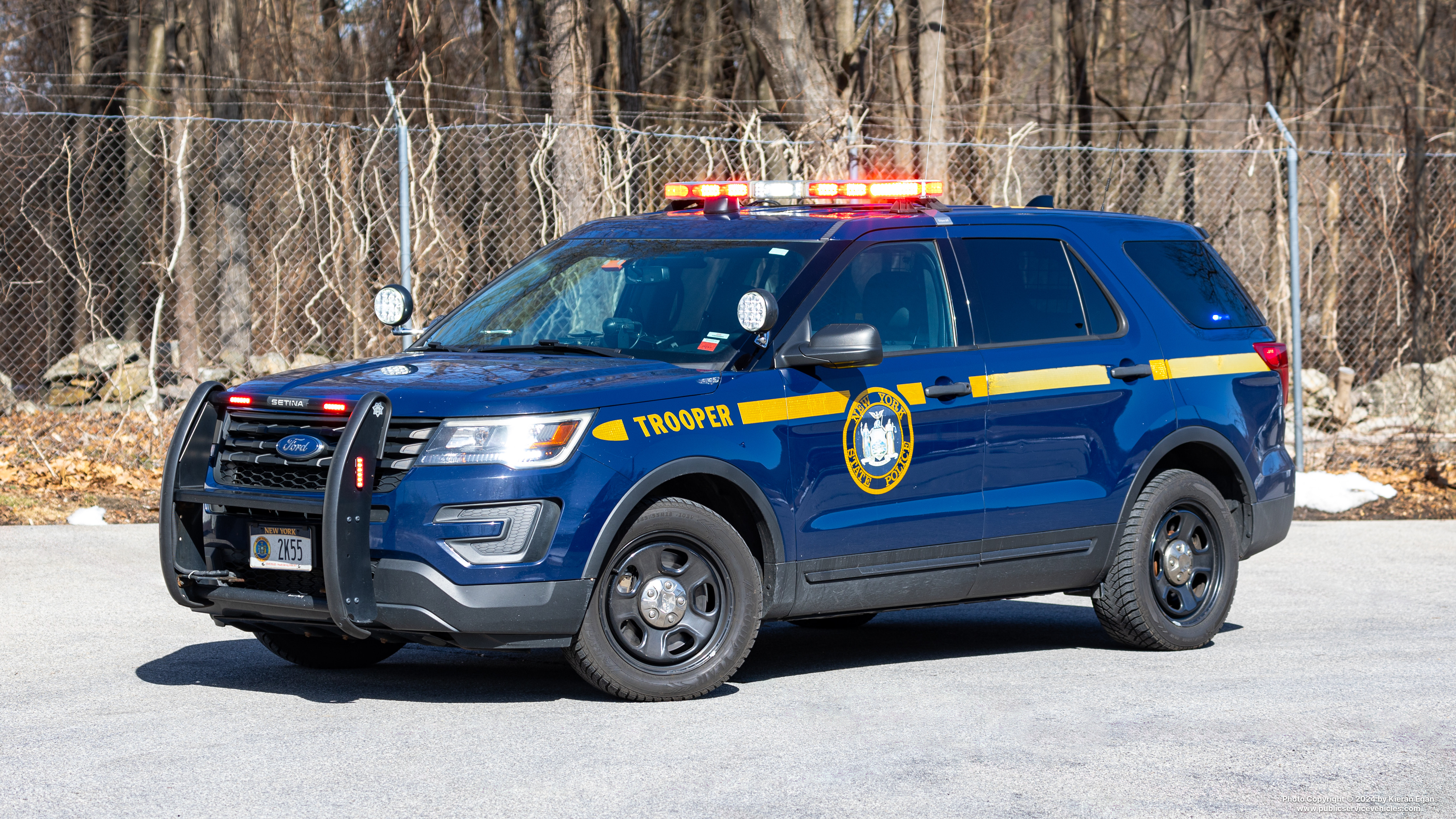 A photo  of New York State Police
            Cruiser 2K55, a 2017 Ford Police Interceptor Utility             taken by Kieran Egan