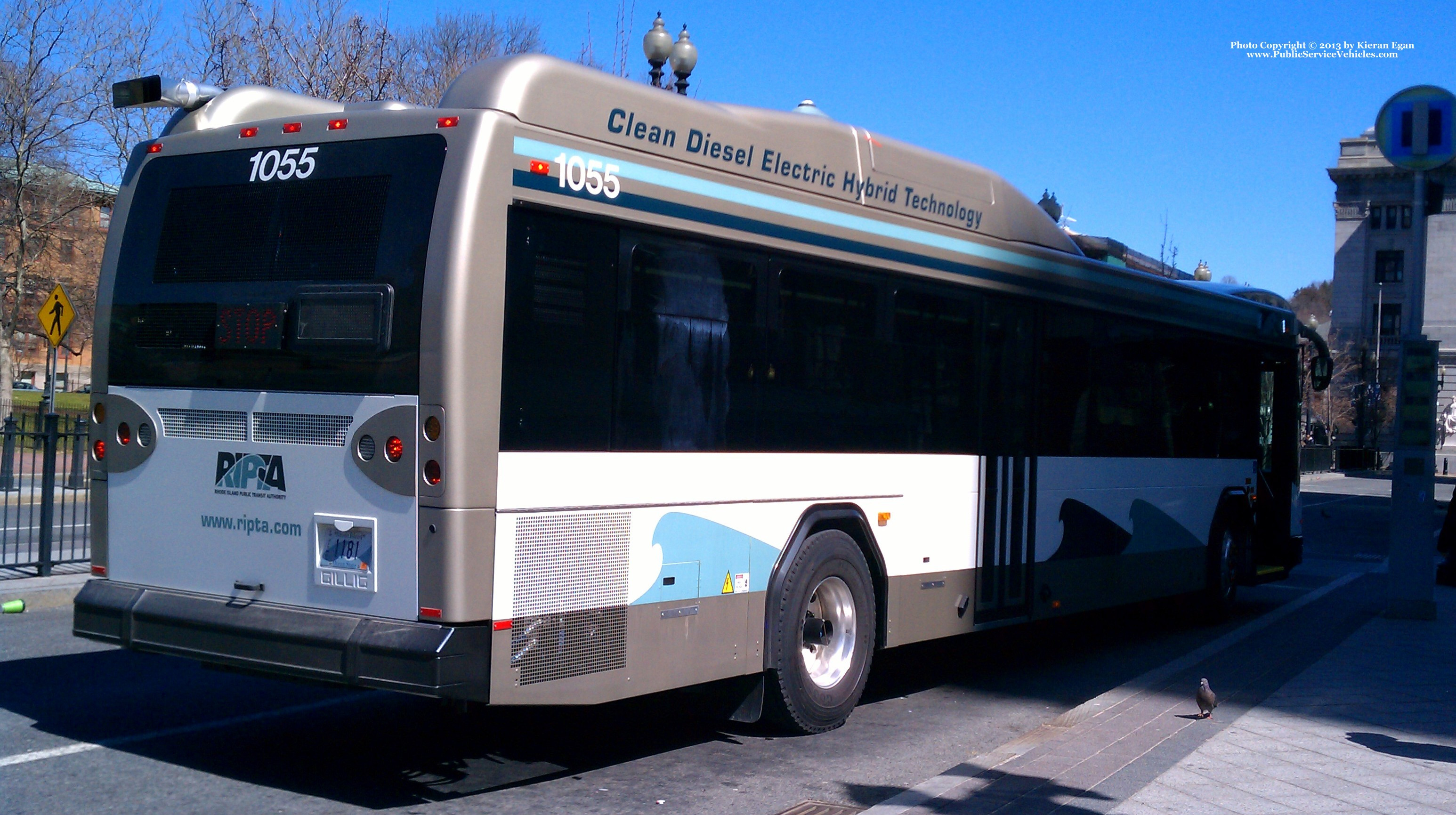 A photo  of Rhode Island Public Transit Authority
            Bus 1055, a 2010 Gillig BRT HEV             taken by Kieran Egan