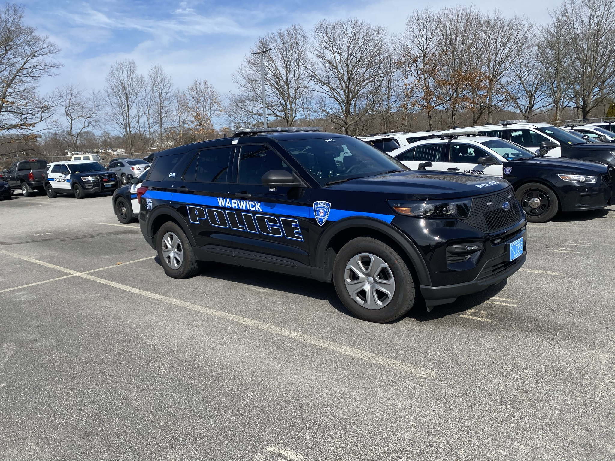 A photo  of Warwick Police
            Cruiser P-11, a 2021 Ford Police Interceptor Utility             taken by @riemergencyvehicles