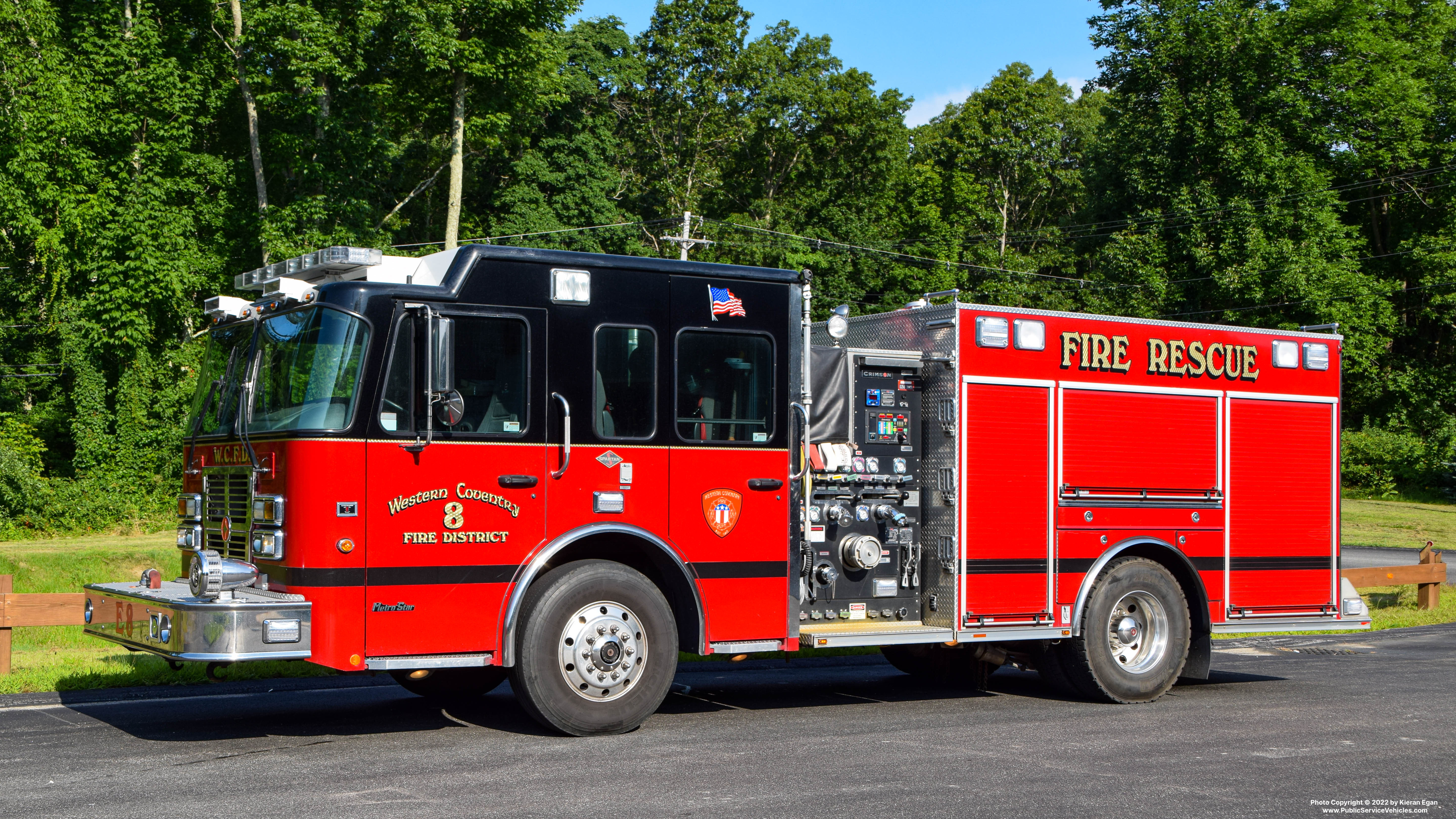 A photo  of Western Coventry Fire District
            Engine 8, a 2010 Spartan/Crimson             taken by Kieran Egan