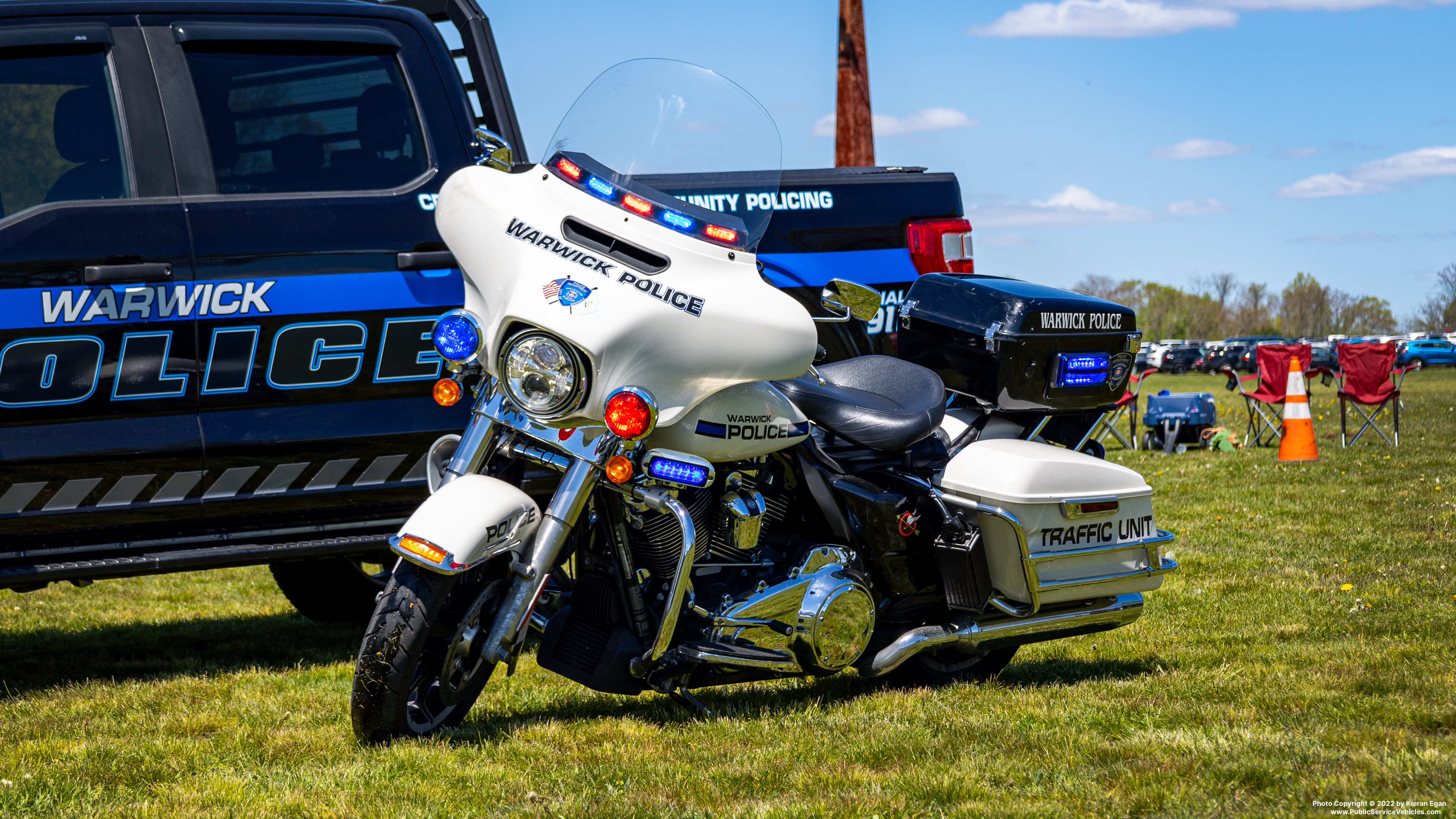 A photo  of Warwick Police
            Motorcycle 8, a 2020-2022 Harley Davidson Electra Glide             taken by Kieran Egan