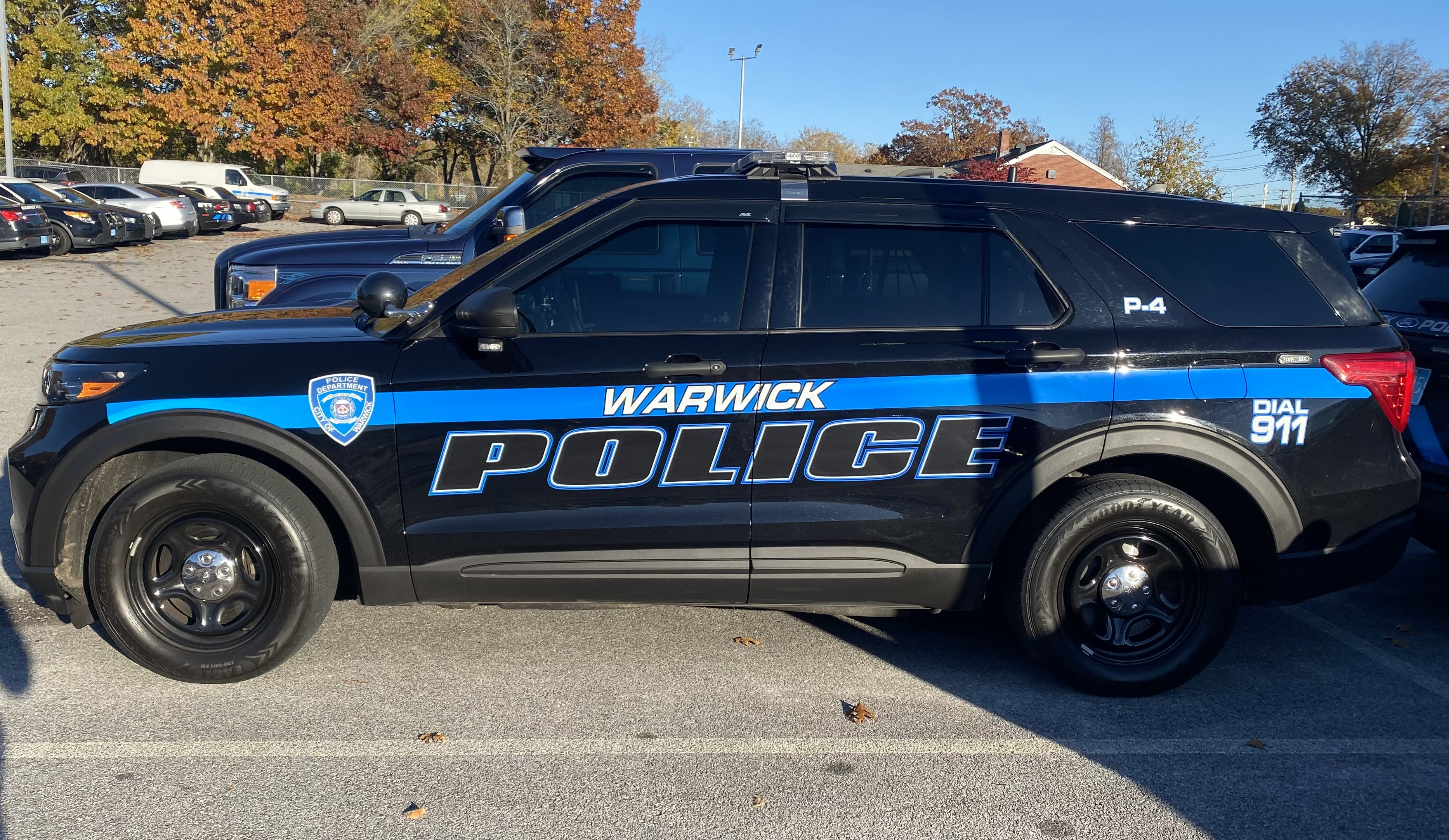 A photo  of Warwick Police
            Cruiser P-4, a 2021 Ford Police Interceptor Utility             taken by @riemergencyvehicles