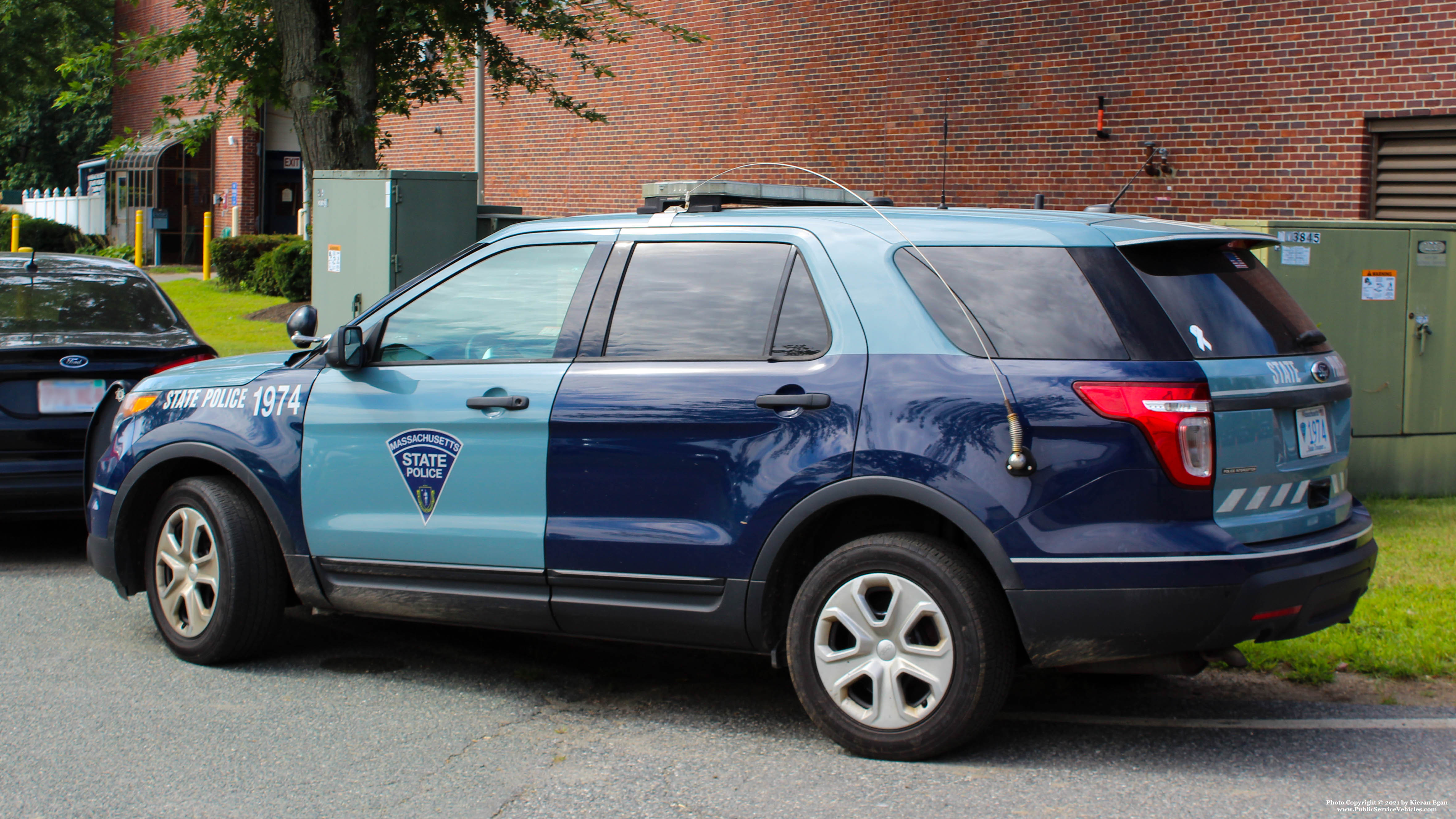 A photo  of Massachusetts State Police
            Cruiser 1974, a 2014 Ford Police Interceptor Utility             taken by Kieran Egan