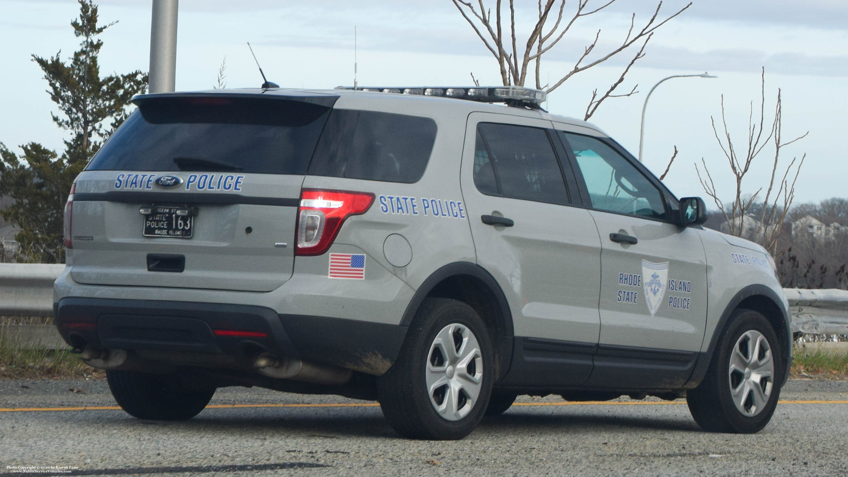 A photo  of Rhode Island State Police
            Cruiser 163, a 2013 Ford Police Interceptor Utility             taken by Kieran Egan